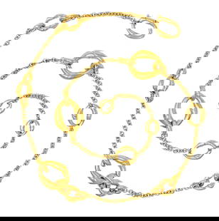 Gucci Signed 18k Yellow Gold Bamboo Link Station Necklace: Gucci Signed 18k Yellow Gold Bamboo Link Station Necklace. Comprised of cable chain with grooved oval-shaped bamboo motif stationsVarying in size with a high polish finishLinks vary in size from 7/16