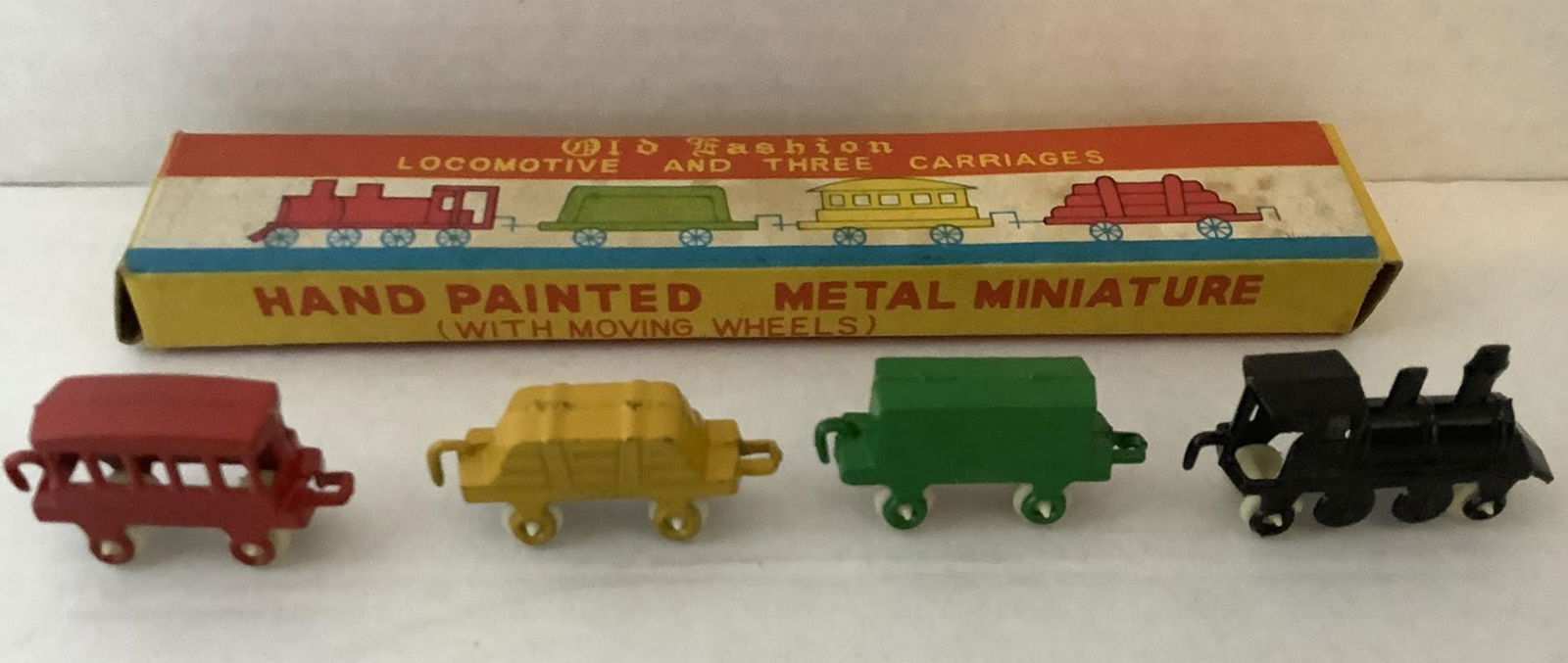 Japanese Tin Hanpainted mini Train Locomotive Set with Original Box (1 of 5)