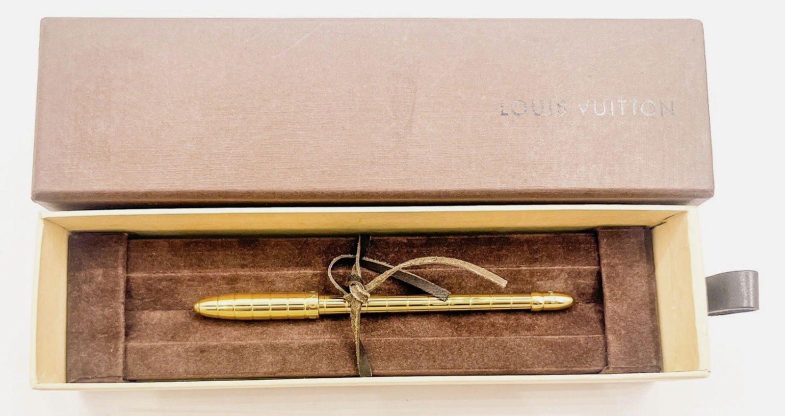 Louis Vuitton LV Ballpoint Pen Gold Plated France With Box (1 of 6)