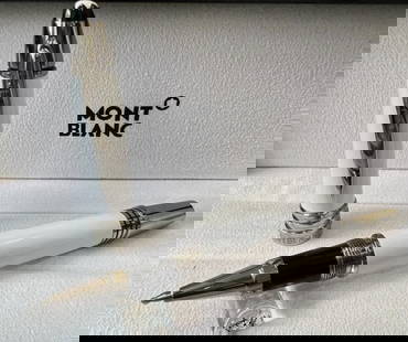 Montblanc JFK White Rollerball Pen Limited Edition  With Gift Box: Montblanc JFK White Rollerball Pen Limited Edition With Gift Box. Celebrate legacy and elegance with this Montblanc John F. Kennedy Rollerball Pen, Limited Edition model in a rich burgundy lacquer fin