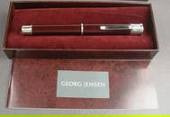 Georg Jensen Sterling Silver Fountain Pen in Bordeaux With 18Kt Gold Nib and Original Box