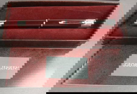 Georg Jensen Sterling Silver Fountain Pen in Bordeaux With 18Kt Gold Nib and Original Box: Georg Jensen Sterling Silver Fountain Pen in Bordeaux With 18Kt Gold Nib and Original Box