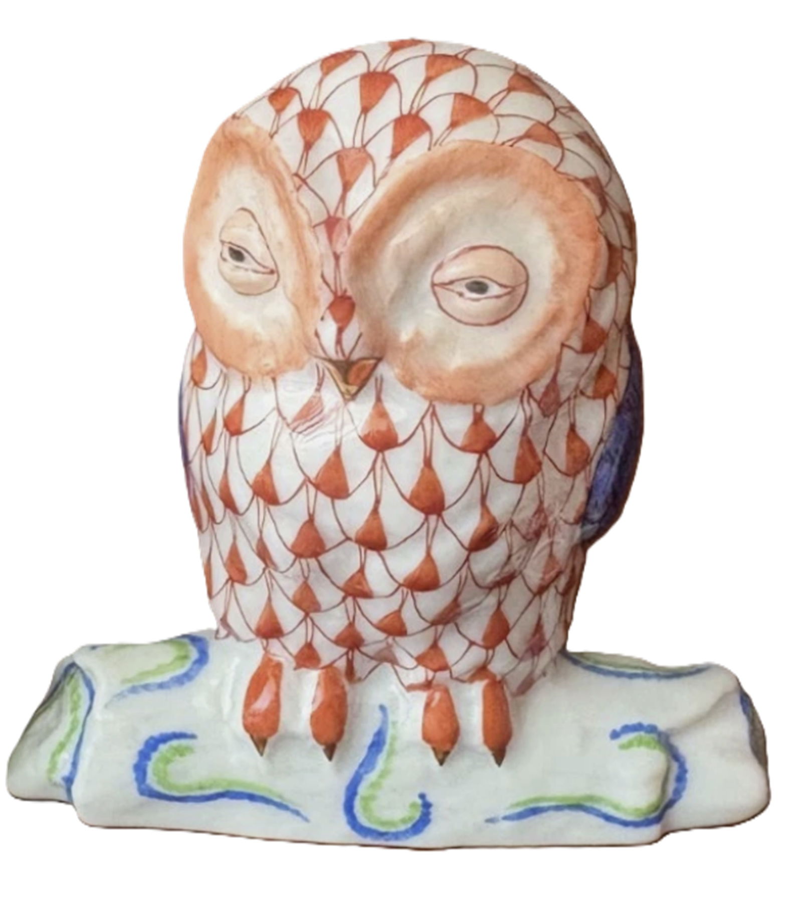 Herend Signed Rust Owl Porcelain Fishnet Figurine Made in Hungary (1 of 5)