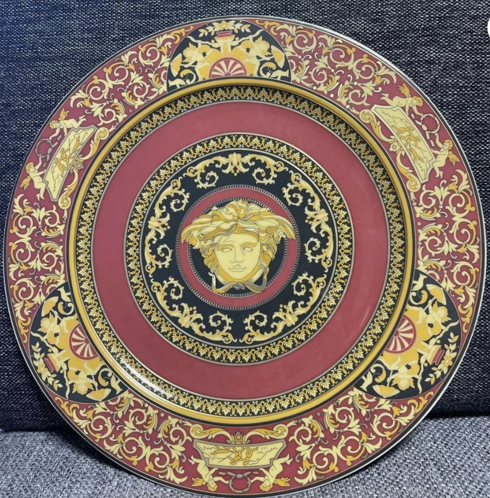 VERSACE Porcelain  Red MEDUSA 12 Inch Charger or Decor Plate Set of 2 (1 of 5)