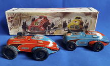 Phillip Niedermeier  Tin Litho Windup racing cars With Orig Box 1950's