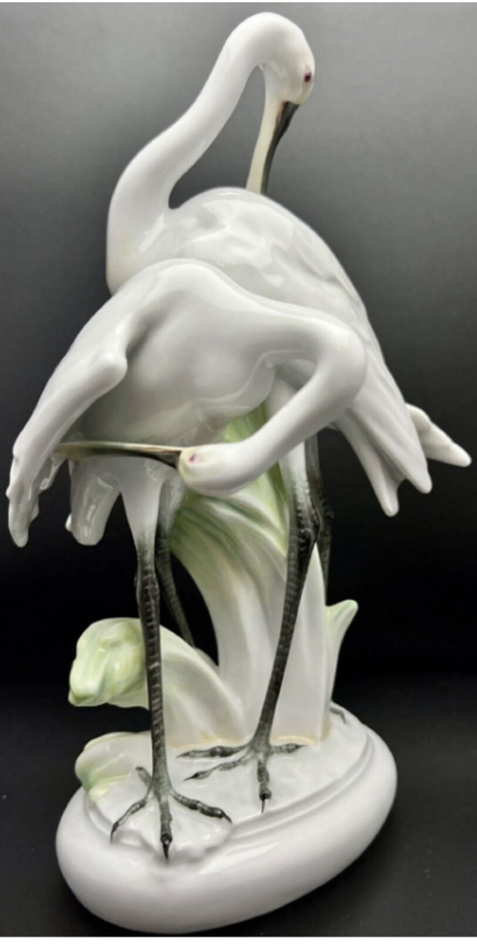Herend Signed Large Porcelain Crane Birds Figurine Statuette. Made in Hungary (1 of 8)