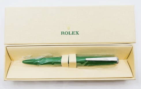Rolex Ballpoint Pen Metal Green Lacquer Twist Pen With Original Box: Rolex Ballpoint Pen Metal Green Lacquer Twist Pen With Original Box