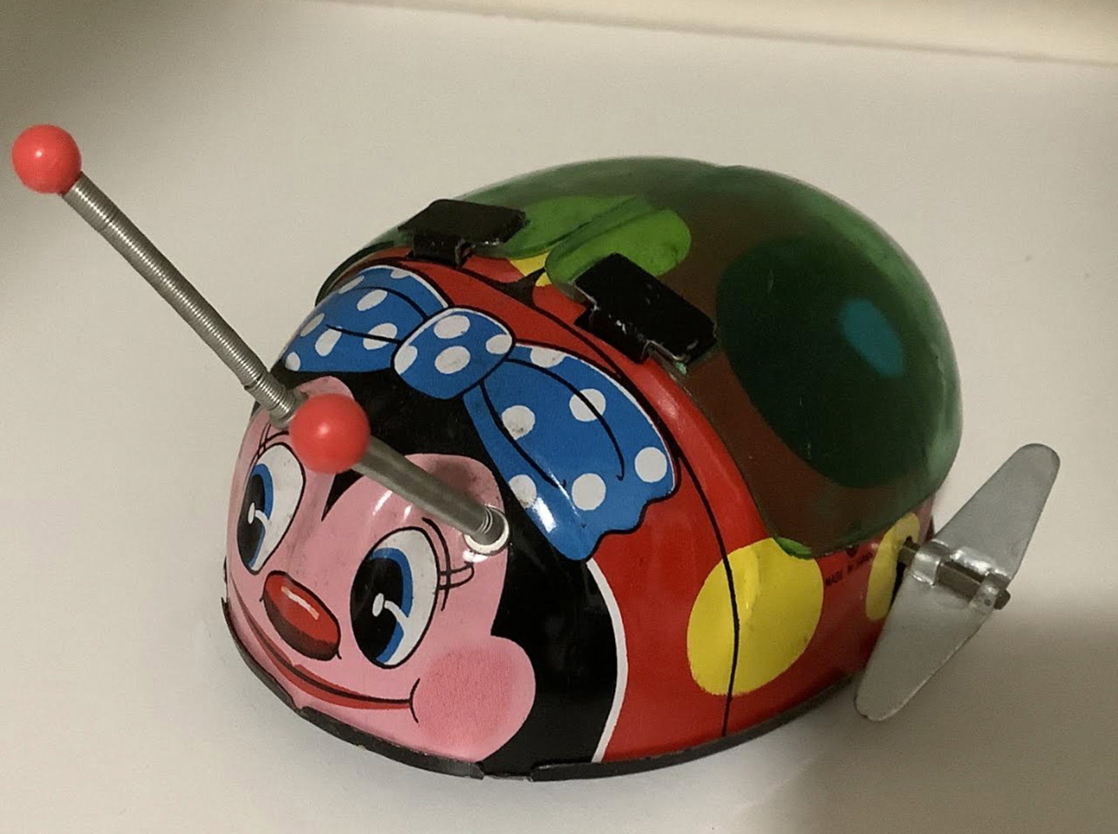 Tin Litho WindupWith Key Ladybug Trade K Mark made in Japan: Tin Litho WindupWith Key Ladybug Trade K Mark made in Japan Measures approx 5 inches long