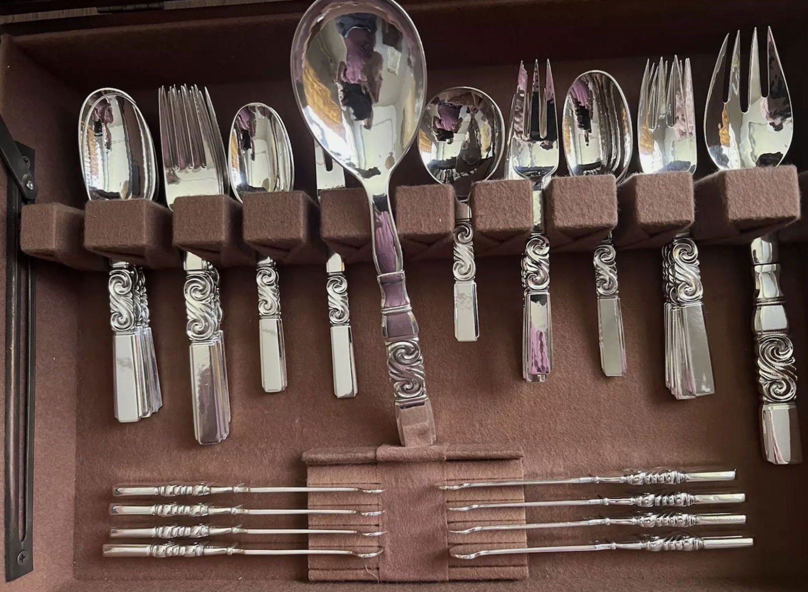 Georg Jensen Denmark Sterling Silver Scroll Flatware Set 68 Pc service for 8 (1 of 10)