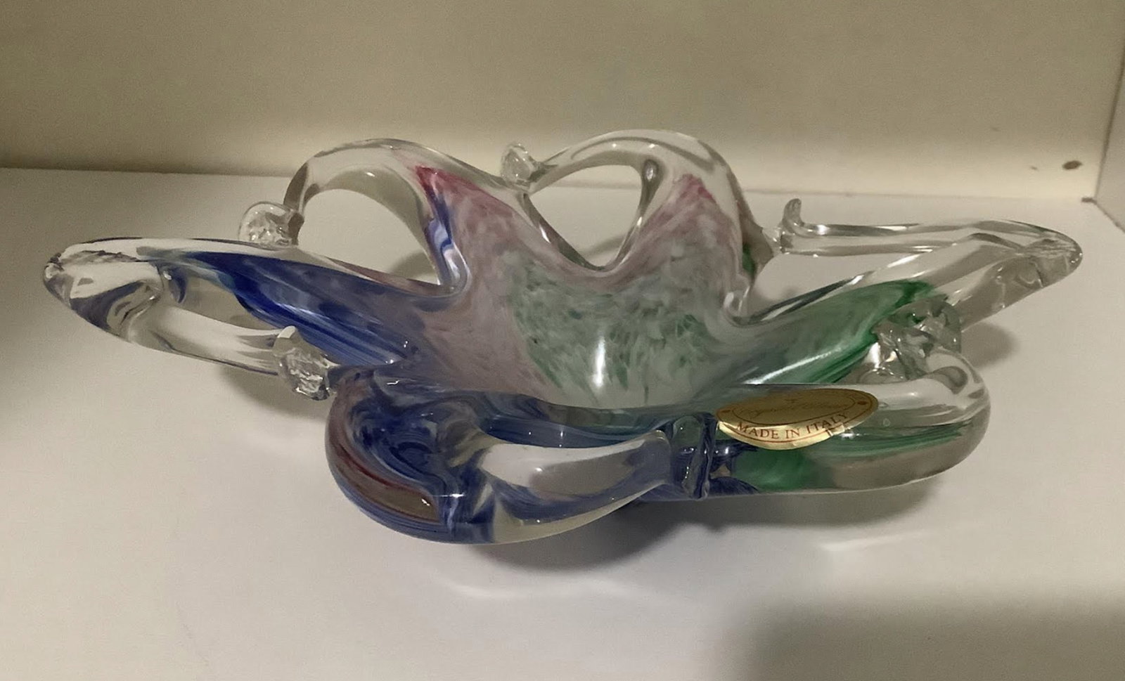Murano Glass Art Starfish Bowl With Original Sticker Made in Italy: Murano Glass Art Starfish Bowl With Original Sticker. Measures approx 10 inches wide7 inches deep No Chips or Cracks