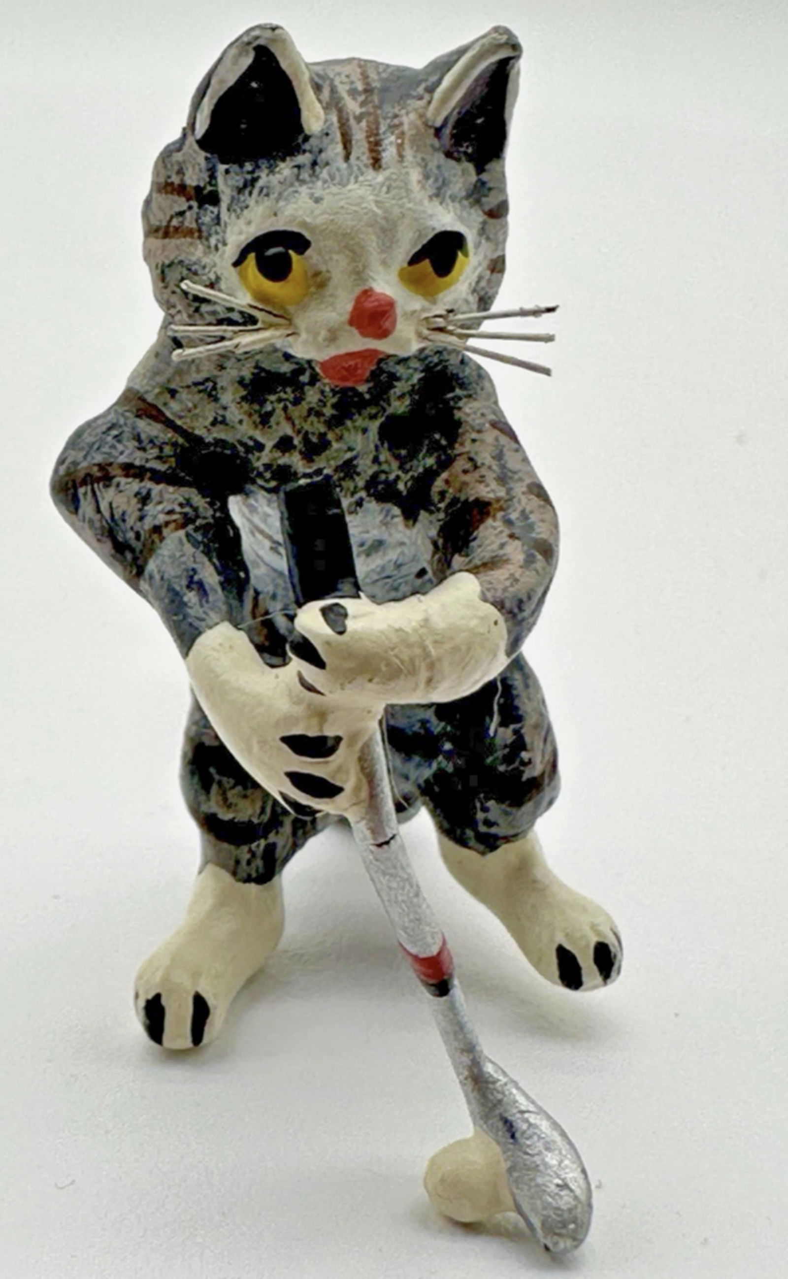 Fritz Bermann Austrian Vienna Bronze CAT Painted Cat Golfer (1 of 5)