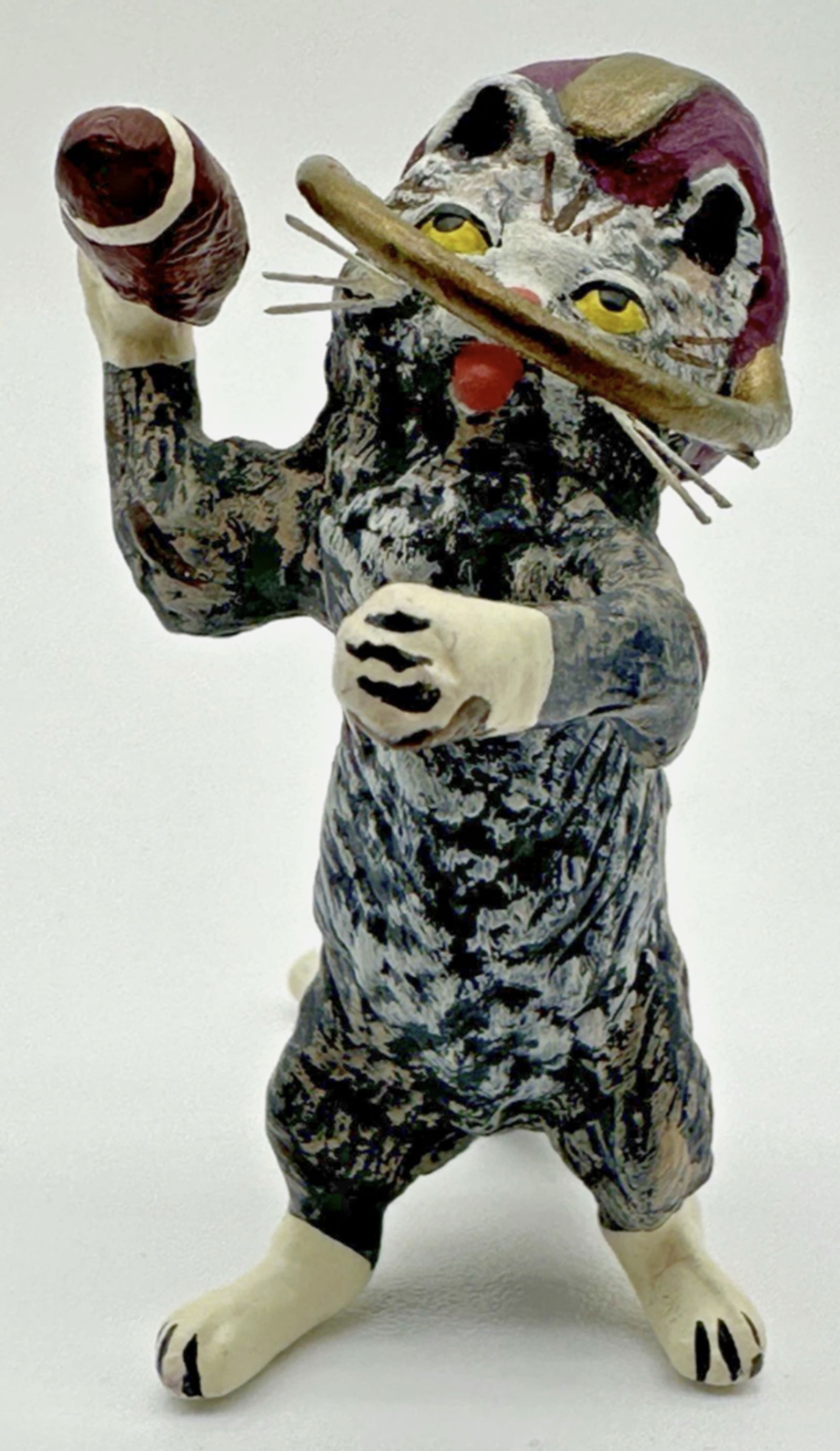 Fritz Bermann Austrian Vienna Bronze CAT Painted Cat Football Player (1 of 4)