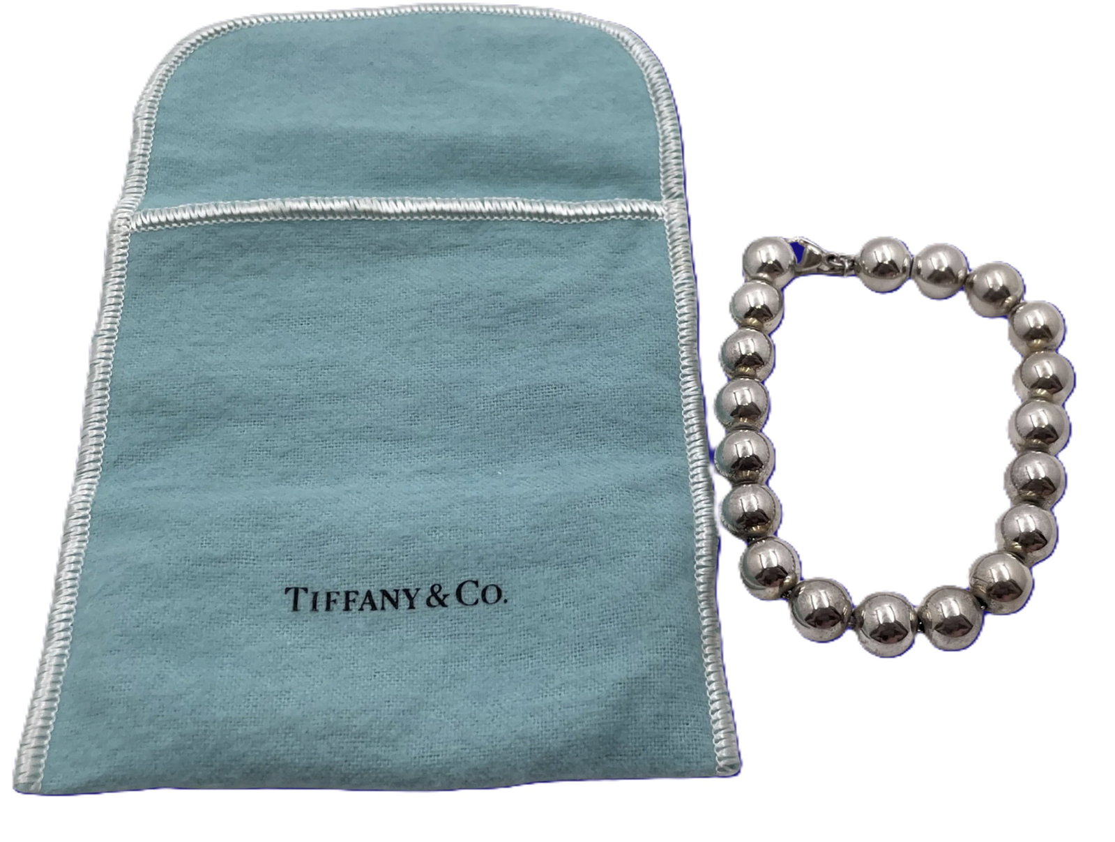 Tiffany & Co. Sterling Silver Bead Ball 10mm Bracelet in Original Pouch: Tiffany & Co. Sterling Silver Bead Ball 10mm Bracelet in Original Pouch