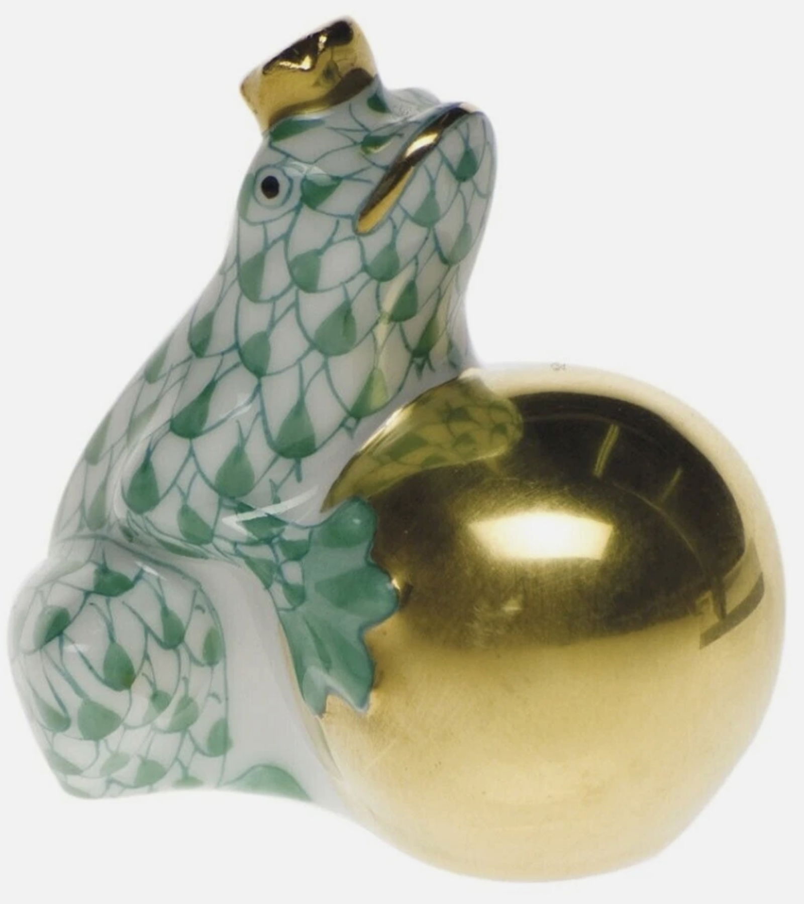 Herend Signed Porcelain Green Fishnet Frog With 24kt Gold Accents Made in Hungary (1 of 4)