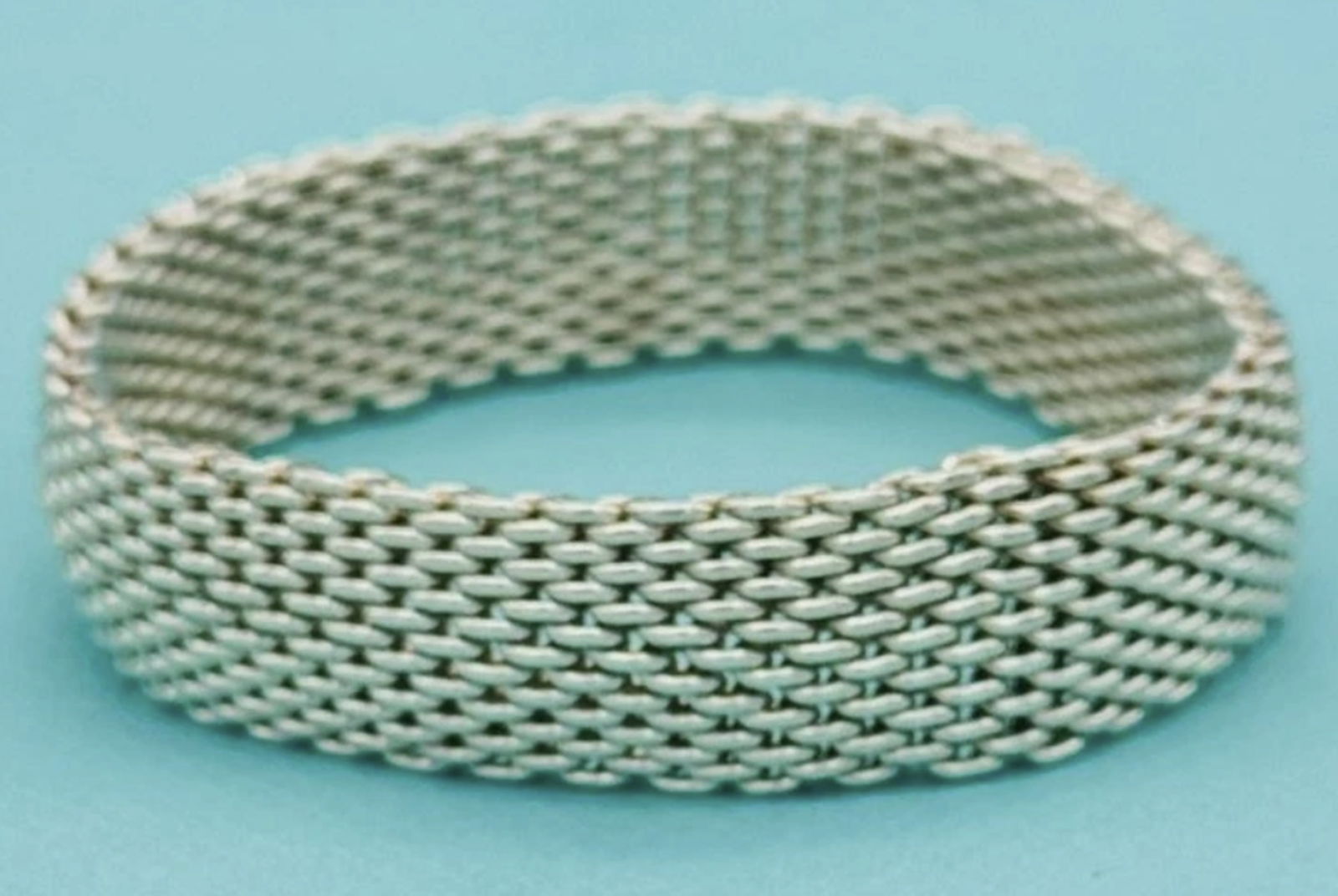 Tiffany & Co Sterling Silver Flexible Woven Mesh Bangle Bracelet with Box (1 of 5)