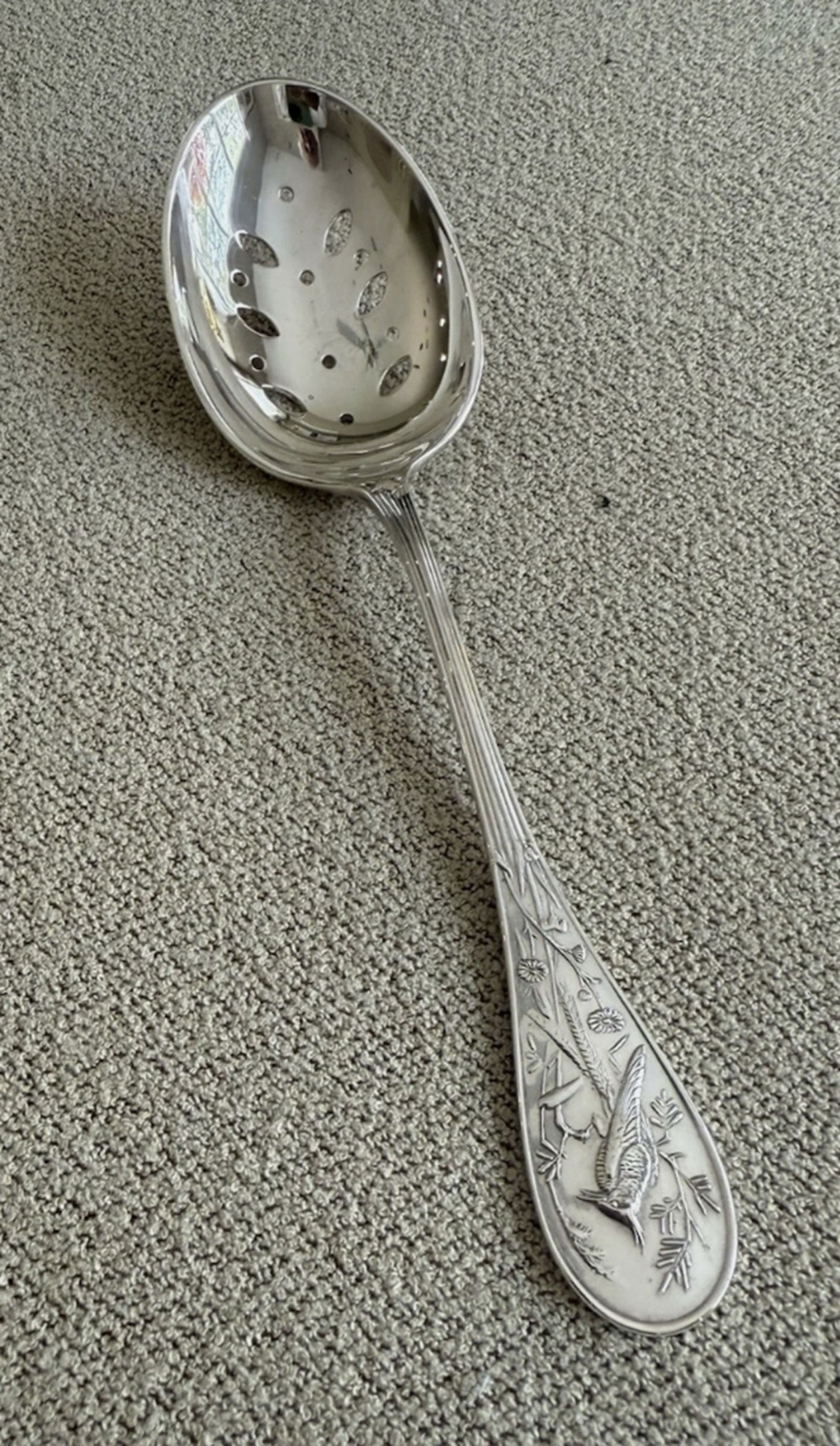 Tiffany & Co Sterling Silver Audubon Pierced Vegetable Spoon (1 of 6)