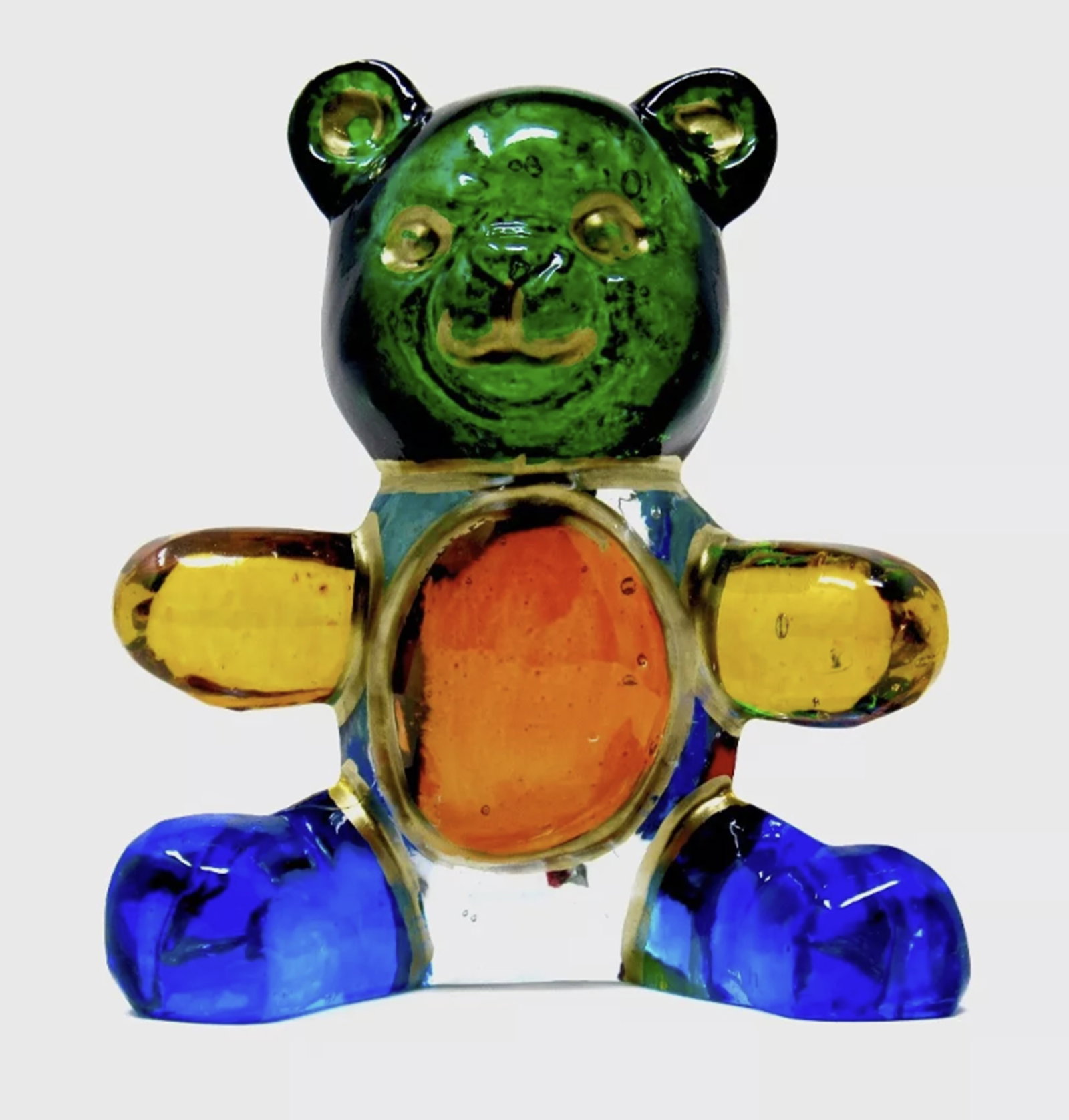 Zecchin Signed Murano Art Glass Tropical Bear Sculpture With Certificate With Orig Box: Murano Art Glass Tropical Bear Sculpture SIGNED & Certificate With Orig Box Item Size: 6.1cm widest / 7.4cm tallest