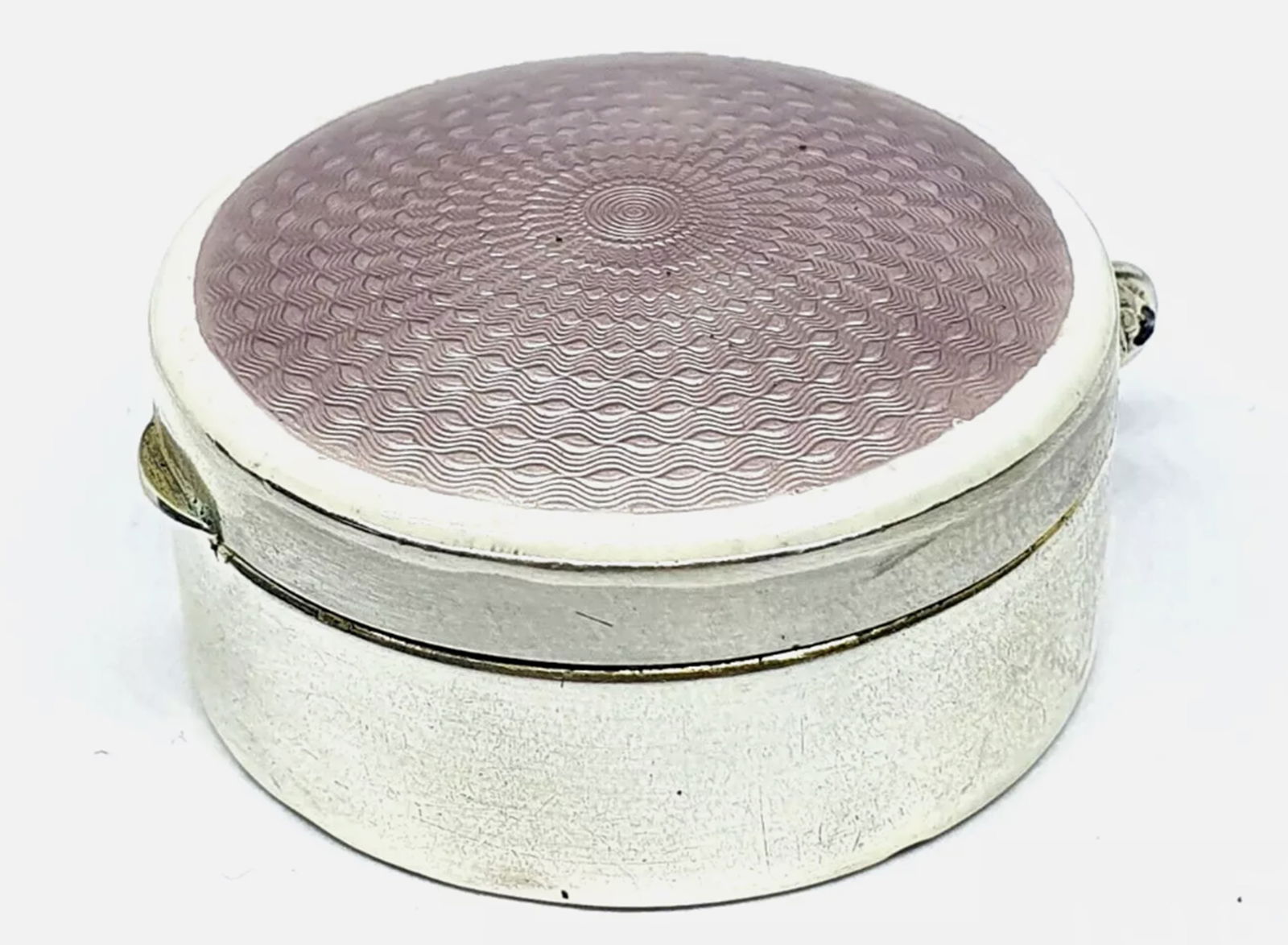 Sterling Silver Pill Box With Pink Enamel Design - 108 (1 of 8)