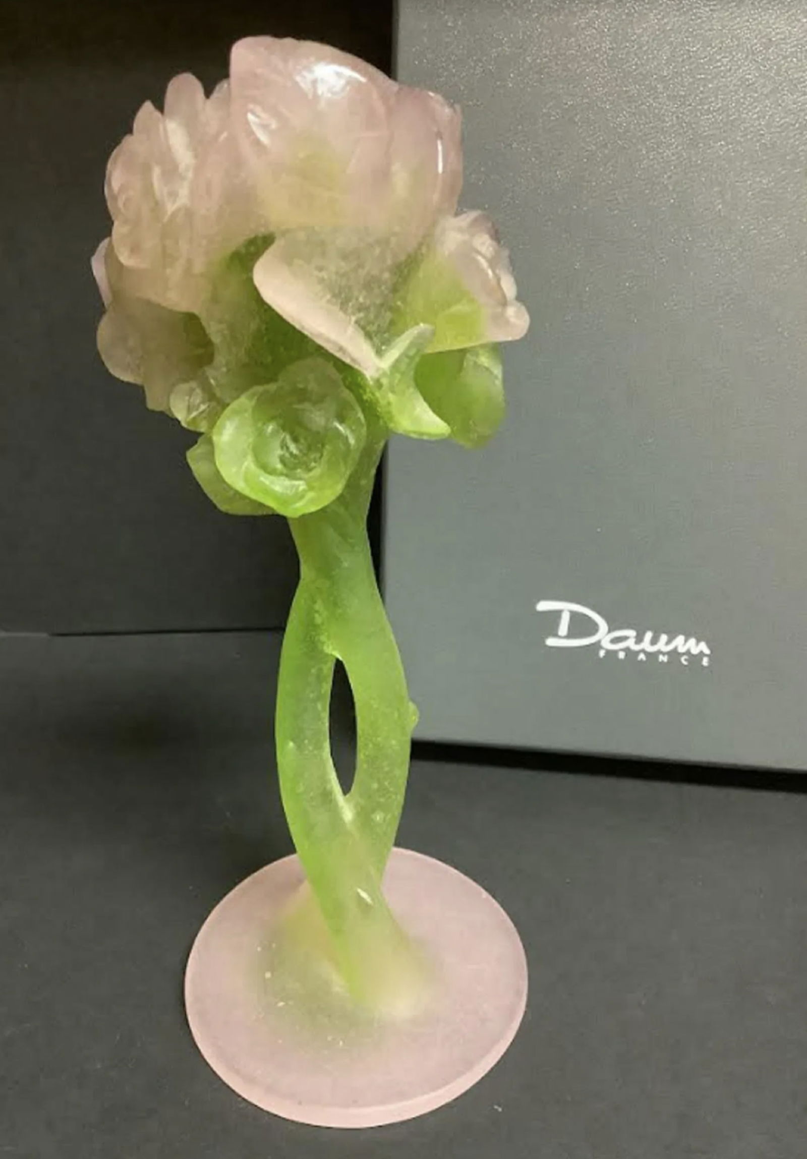 Daum Crystal Rose Candle holder With Orig Box. Measure approx 7 inches tall Made in France (1 of 6)