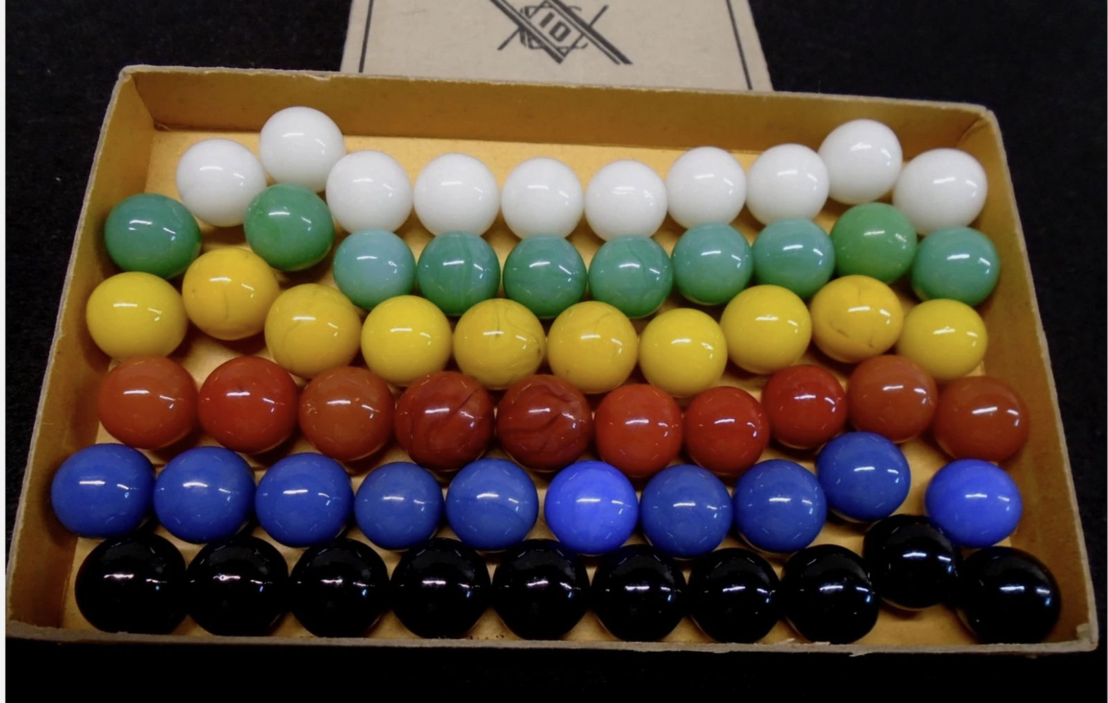 (60) VITRO AGATE CO. GAME MARBLES W/ORIGINAL BOX! No.00 COMPLETE SET!: (60) VITRO AGATE CO. GAME MARBLES W/ORIGINAL BOX! No.00 COMPLETE SET!