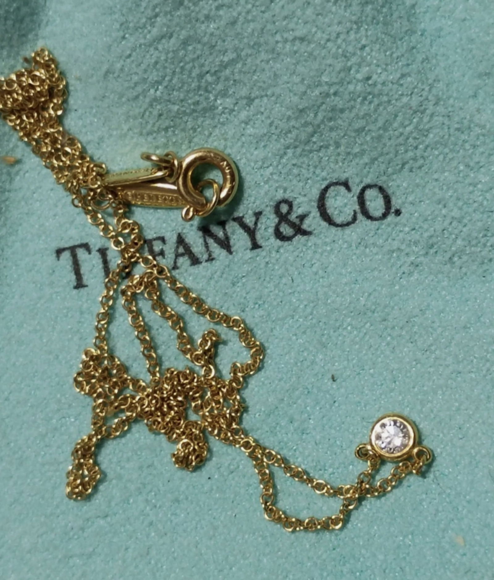 Tiffany & Co 18k Yellow Gold Elsa Peretti Diamond by the Yard Necklace 16" With Orig Pouch (1 of 4)