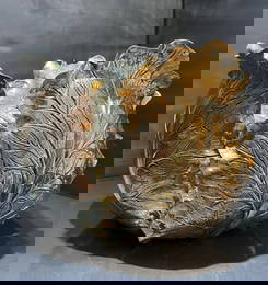 Mario Buccelati Sterling Silver Cabbage Bowl With Glass Insert Made in Italy