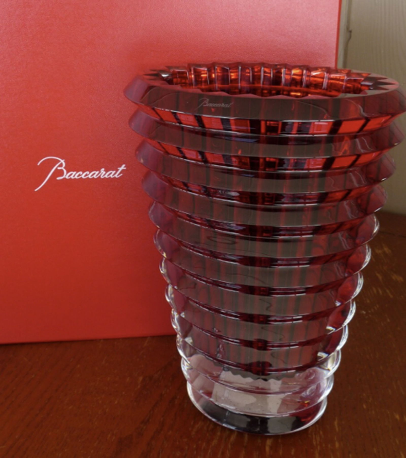 Baccarat Signed Crystal Red Eye Vase made in France (1 of 7)