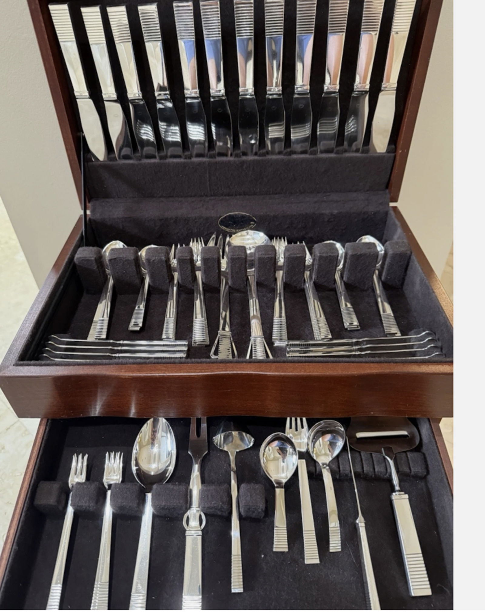 Georg Jensen Sterling Silver Parallel Sterling Flatware Set 96 Pc For 12 (1 of 12)