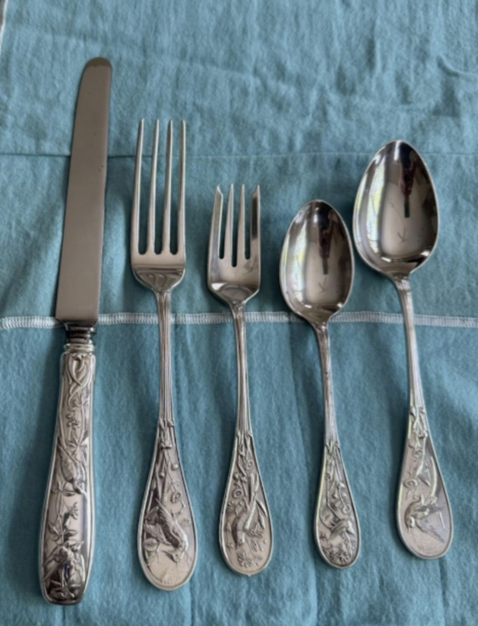 Tiffany & Co Sterling Silver Audubon Dinner Size Flatware Service Set for 6 (1 of 9)