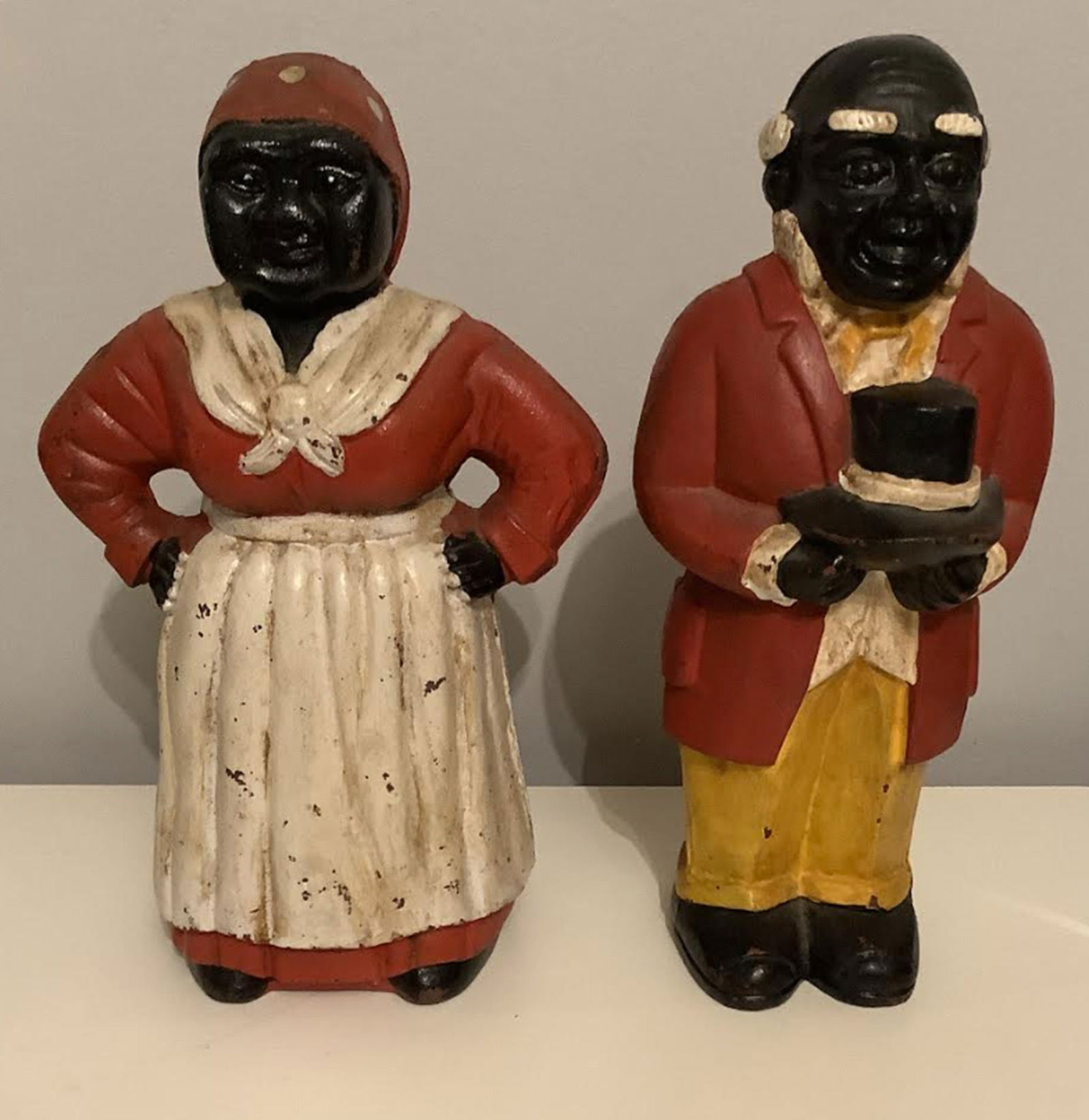 Black Americana Uncle Mose with Aunt Jemima Cast Iron Bank Statuette Figurine (1 of 6)