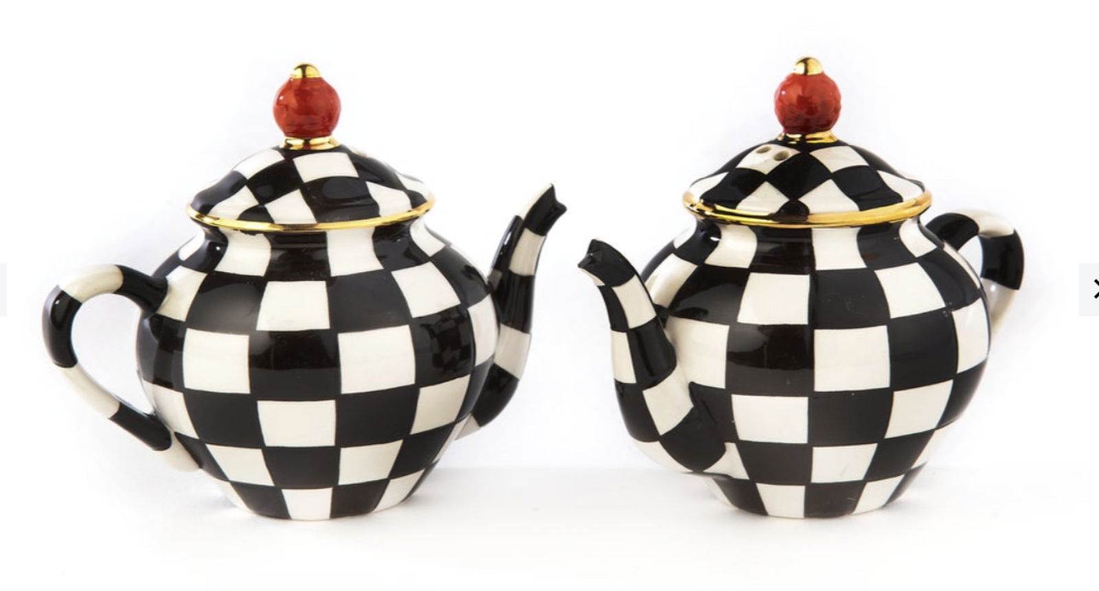Mackenzie Childs Courtly Teapot Salt & Pepper Set (1 of 6)