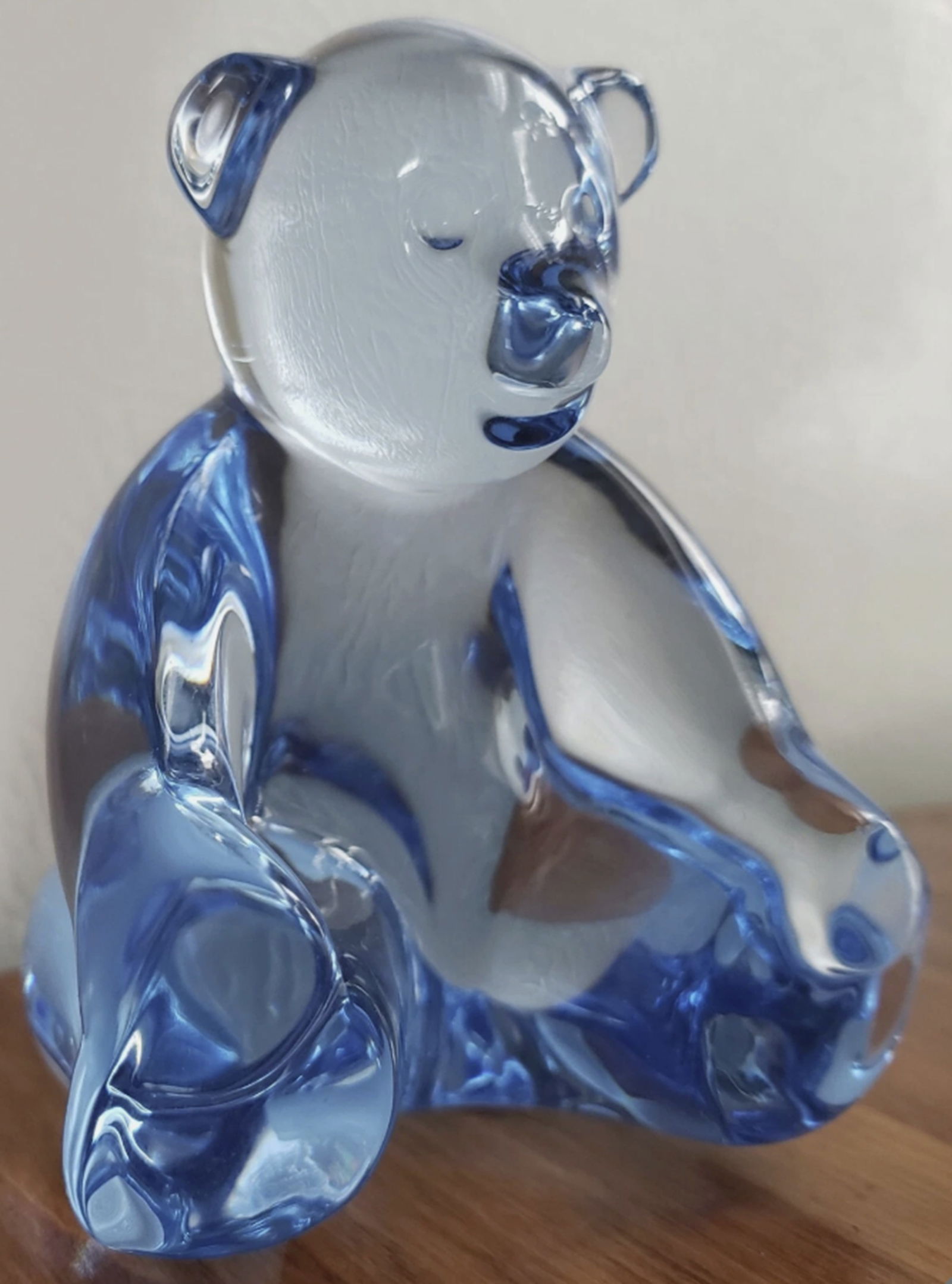 Baccarat Signed Crystal Blue Spinning Bear Cub Figurine Paperweight (1 of 7)