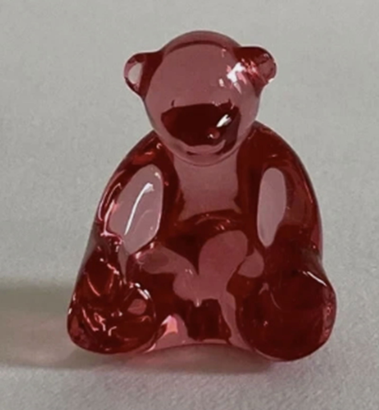 Baccarat Signed Crystal Pink Rose Bear Spinning" Bear Cub Figurine Paperweight (1 of 6)