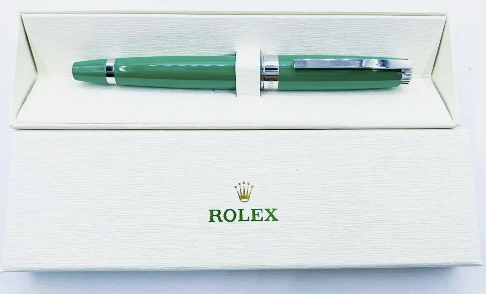 Rolex Ballpoint Pen Metal Green Lacquer Twist Pen With Original Box (1 of 2)