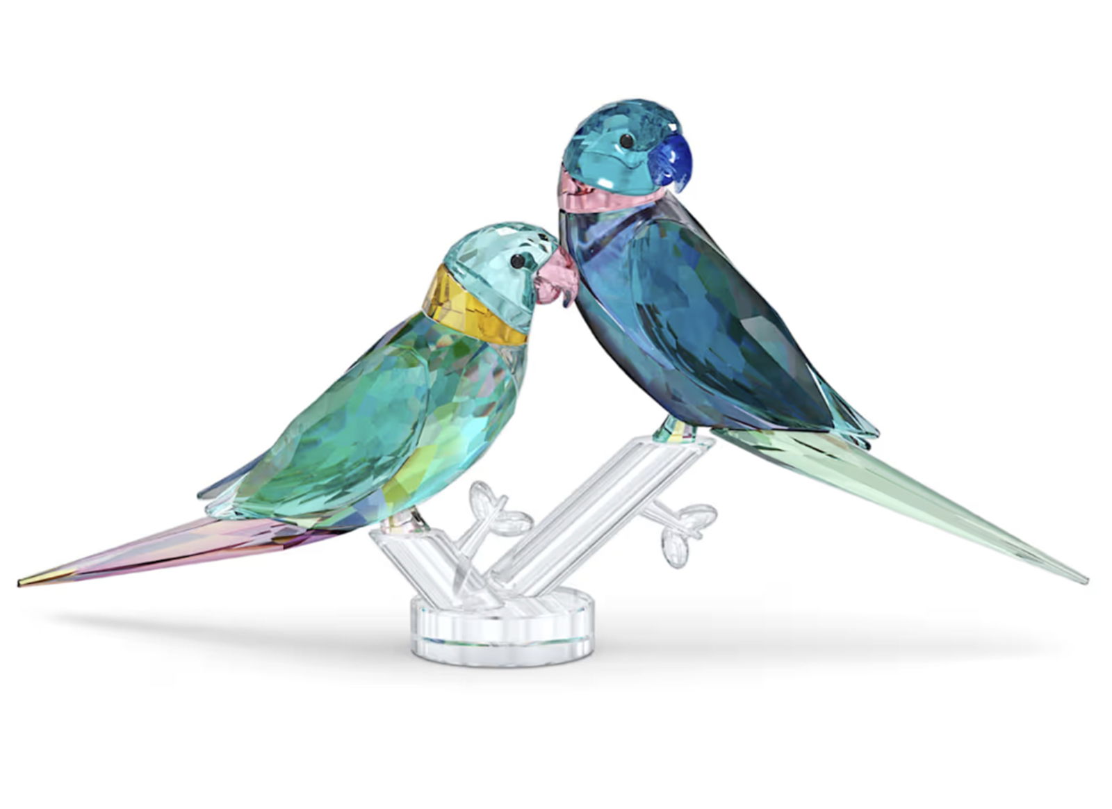 Swarovski Signed Crystal Jungle Beats Parakeet Couple Fife & Fifer New in Its Box: Swarovski Signed Crystal Jungle Beats Parakeet Couple Fife & Fifer New in Its Box. Measures approx 3 5/8 x 7 1/8 x 1 7/8 inches no chips or cracks present