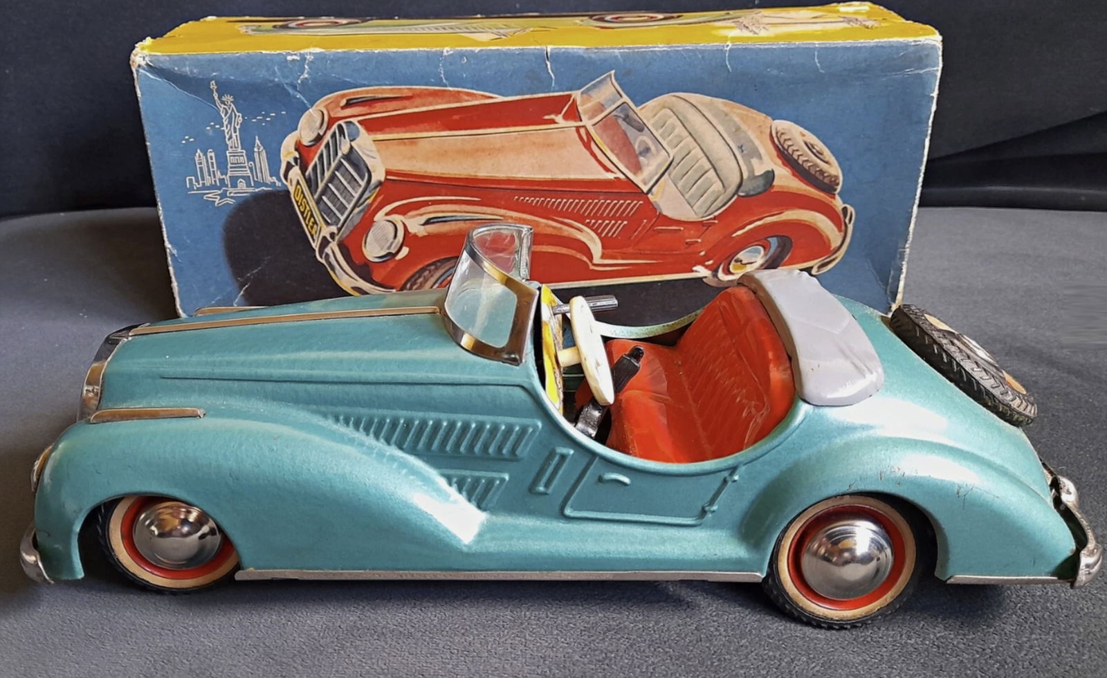 Distler Mercedes Convertible US Zone Vehicle With Orig Box and Works 1950's: Distler Mercedes Convertible US Zone Vehicle With Orig Box and Key Works. This clockwork Distler Mercedes was made in Germany circa early-mid 1950s.It’s in excellent totally original condition with