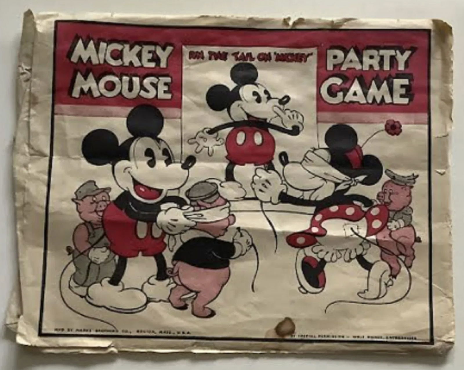 Disney Mickey " Pin The Tail ON Mickey" Original Art: Disney Mickey " Pin The Tail ON Mickey" Original Art Measures approx 18 3/4 inches wide 22 inches tall