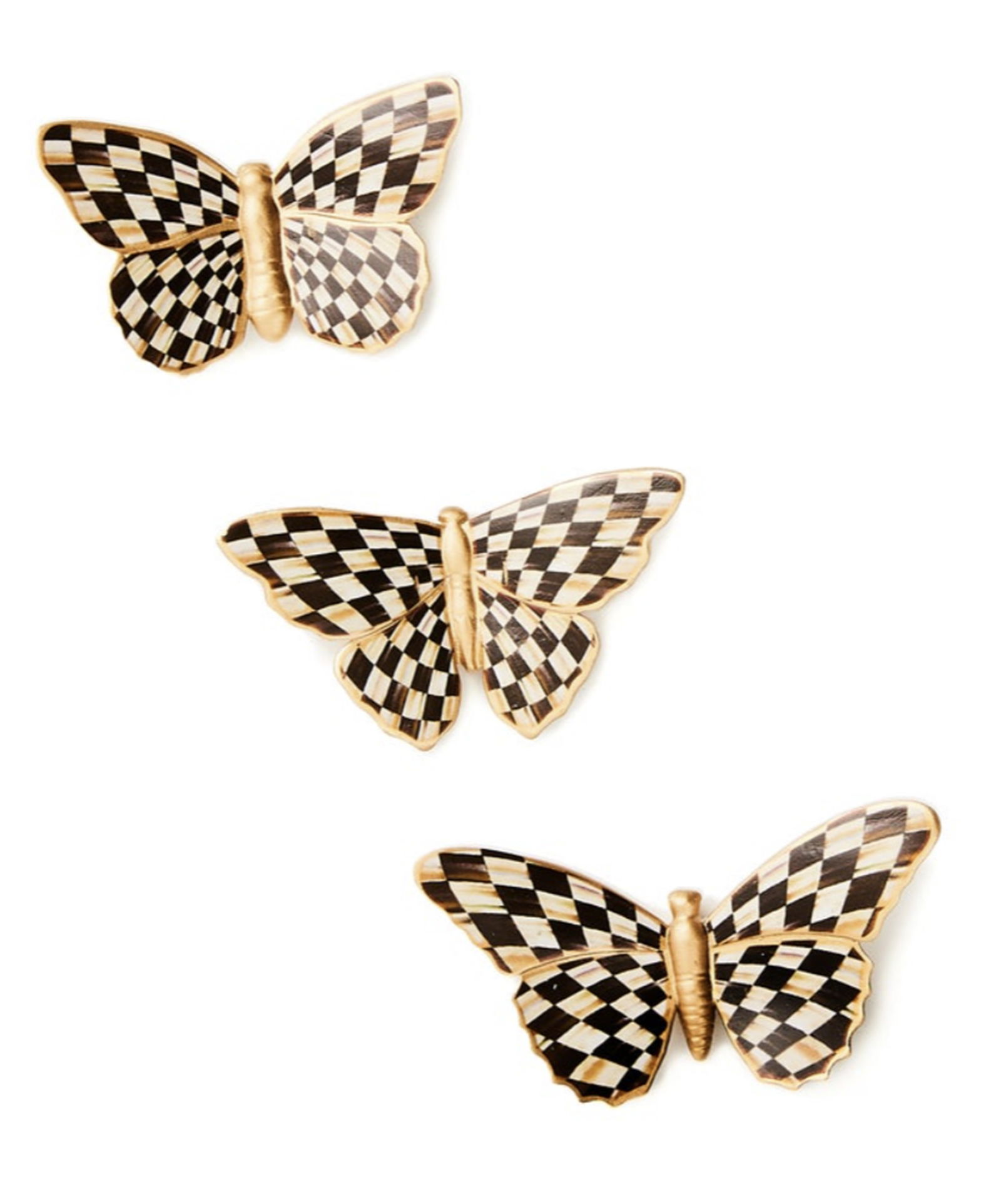 Mackenzie Childs Courtly Check Butterfly Figurine Magnets, Set of 3 (1 of 3)