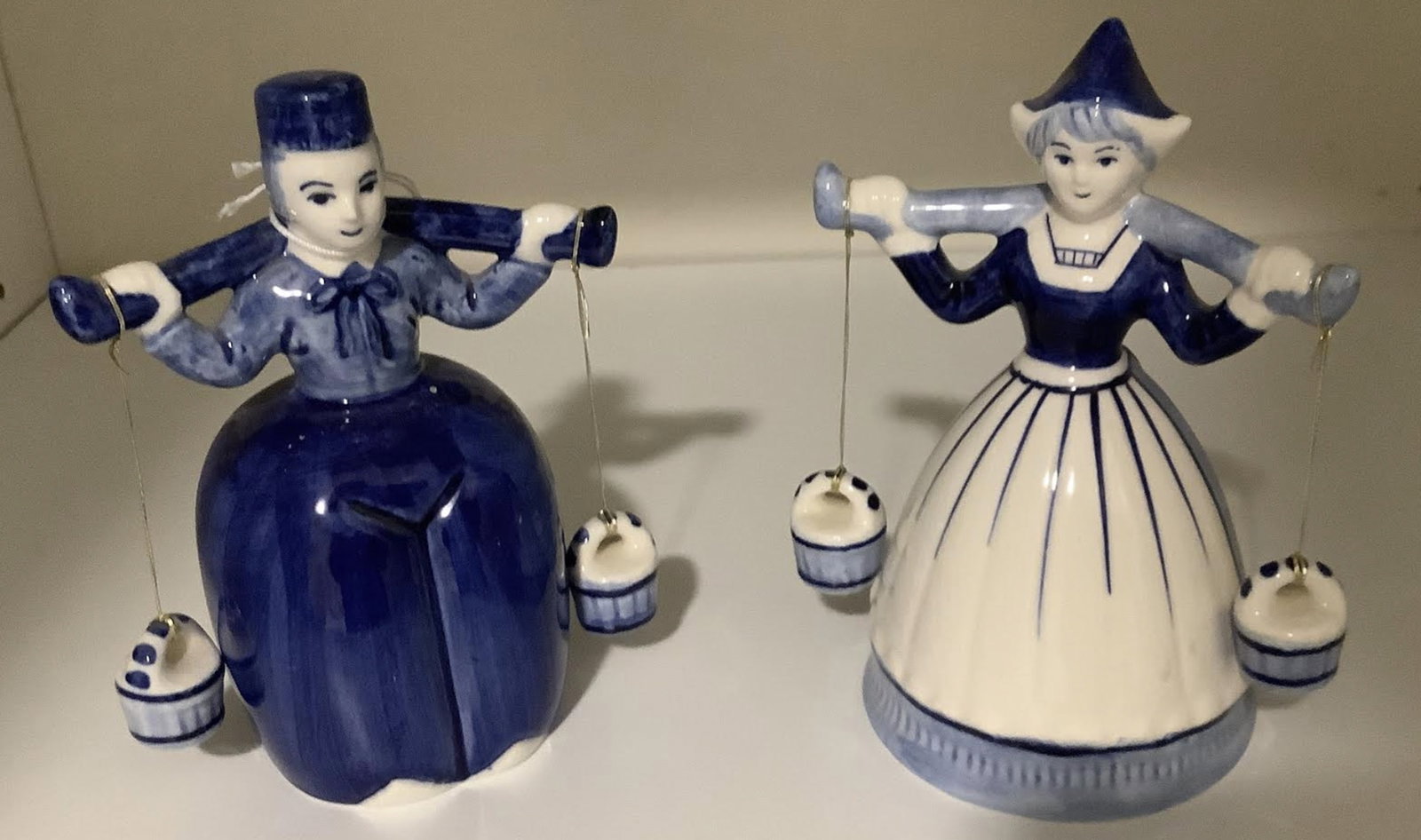 Delft Pair of Porcelain Milk Boy And Milk Maiden Figurine Sculptures: Delft Pair of Porcelain Milk Boy And Milk Maiden Figurine Sculptures Measures approx 5 inches tall
