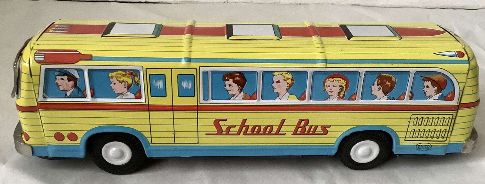 Japanese Tin Litho DAITO Bus: Japanese DAITO Tin Litho Chidrens Bus Measures approx 11.5 inches long approx 3 inches tall