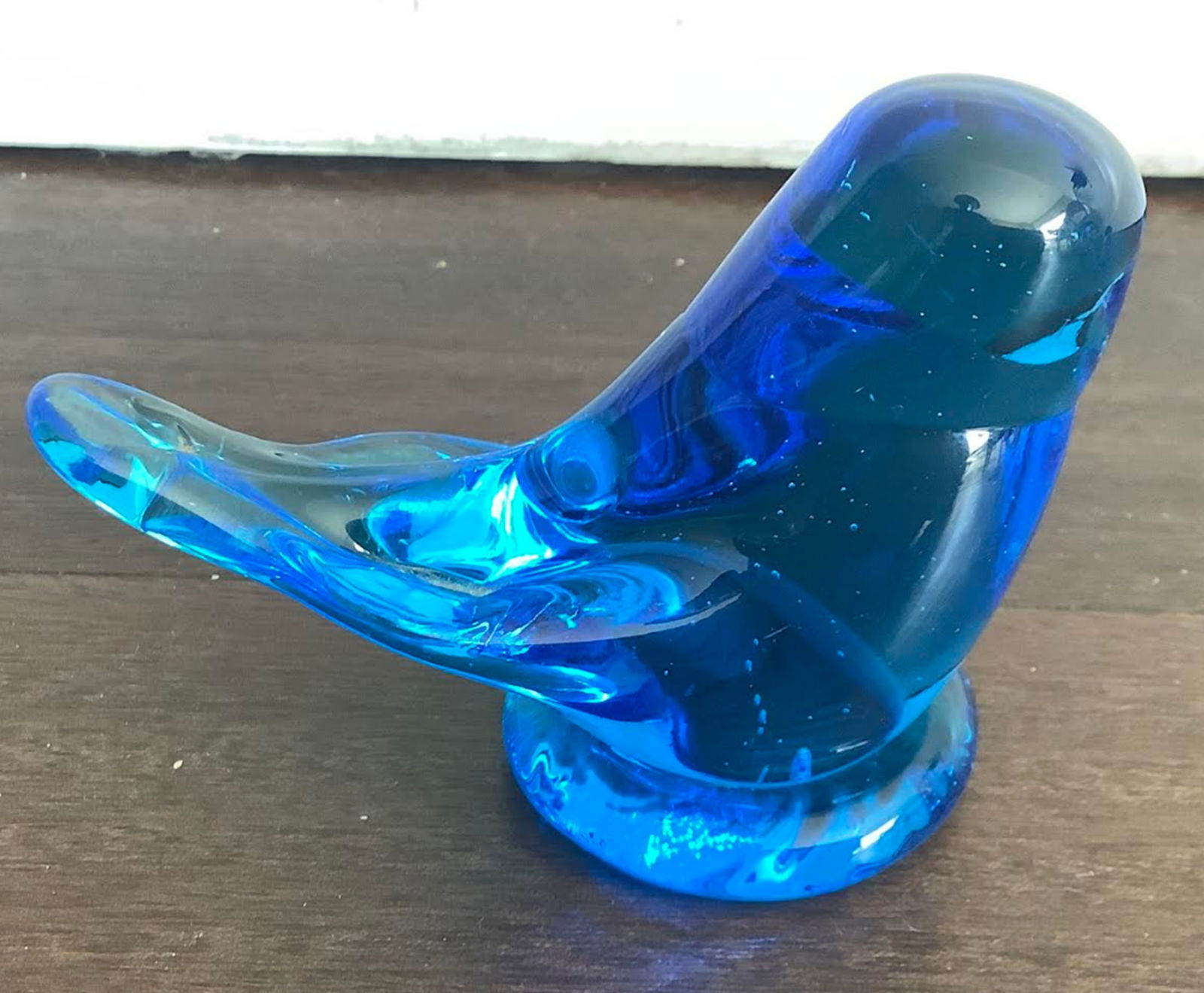 Terra Studios Blue Bird Glass Figurine Decor: Terra Studios Blue Bird Glass Figurine Decor Measures approx 3 3/4 inches wide2.5 inches tall