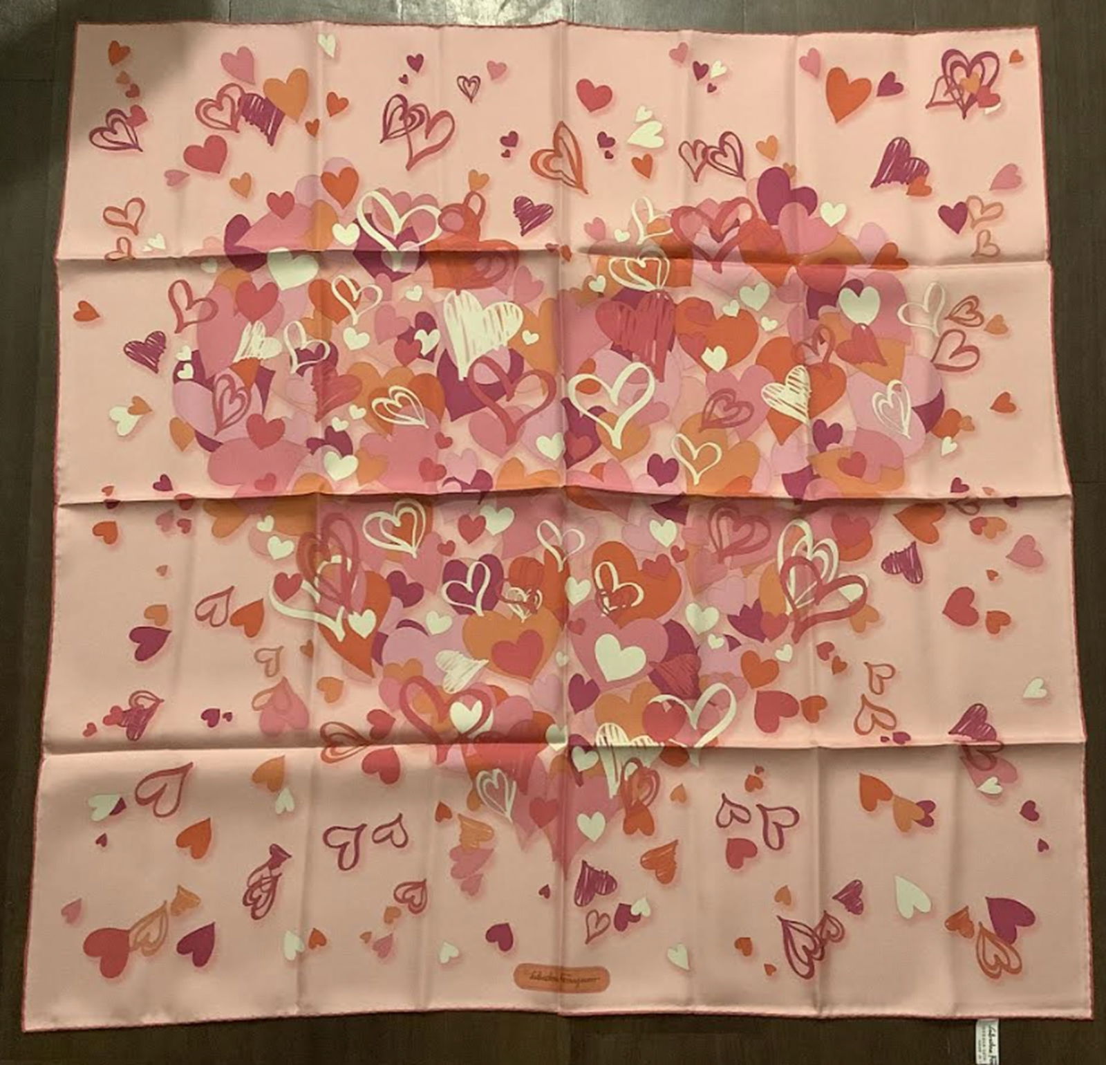 Salvatore Ferragamo Silk Fashion Scarf With Tag Made in Italy.: Salvatore Ferragamo Silk Fashion Scarf With Tag Made in Italy. Measures approx 34" x 34" inches Great New Condtion!