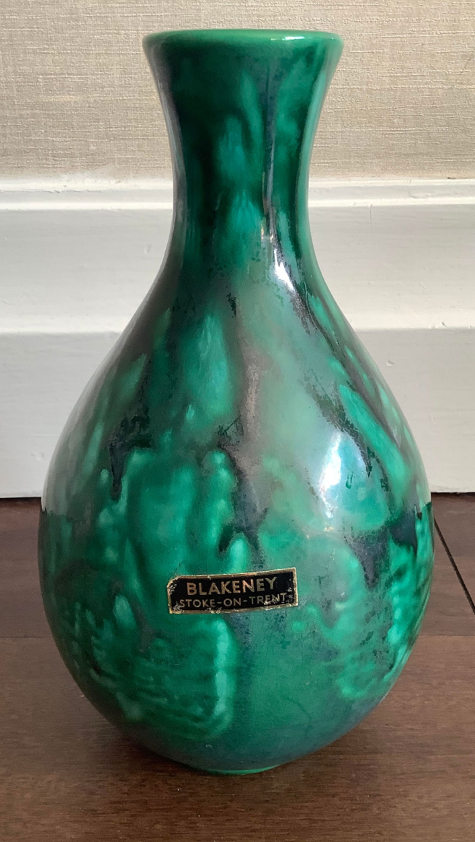 BLAKENEY Green Tone STOKE-ON-TRENT VASE: BLAKENEY Green Tone STOKE-ON-TRENT VASE Measures approx 8.5 inches wide by 5 inches at its widest point No Chips or Cracks