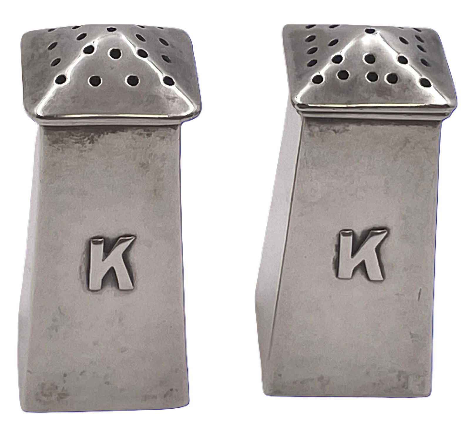 Lebolt Sterling Silver Hammered Pair of Salt & Pepper Shakers in Arts & Crafts Style: Lebolt Sterling Silver Hammered Pair of Salt & Pepper Shakers in Arts & Crafts Style