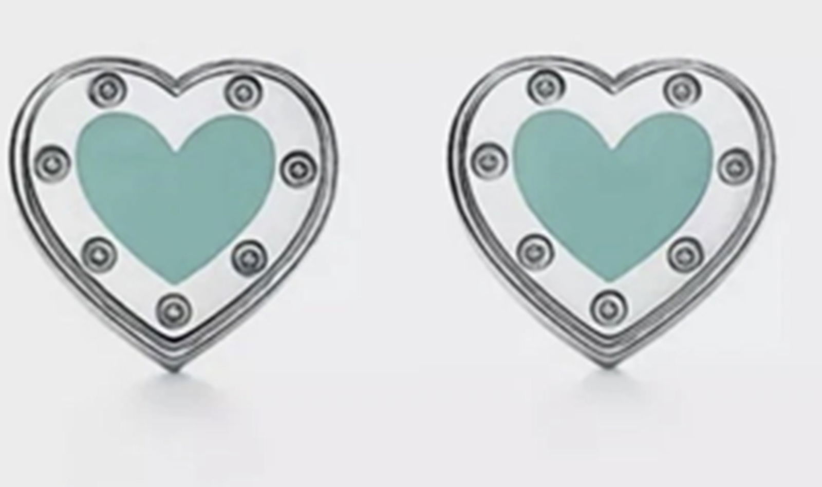 Tiffany & Co. Love Sterling Silver Blue Enamel Heart Stud Earrings With Box (1 of 4)