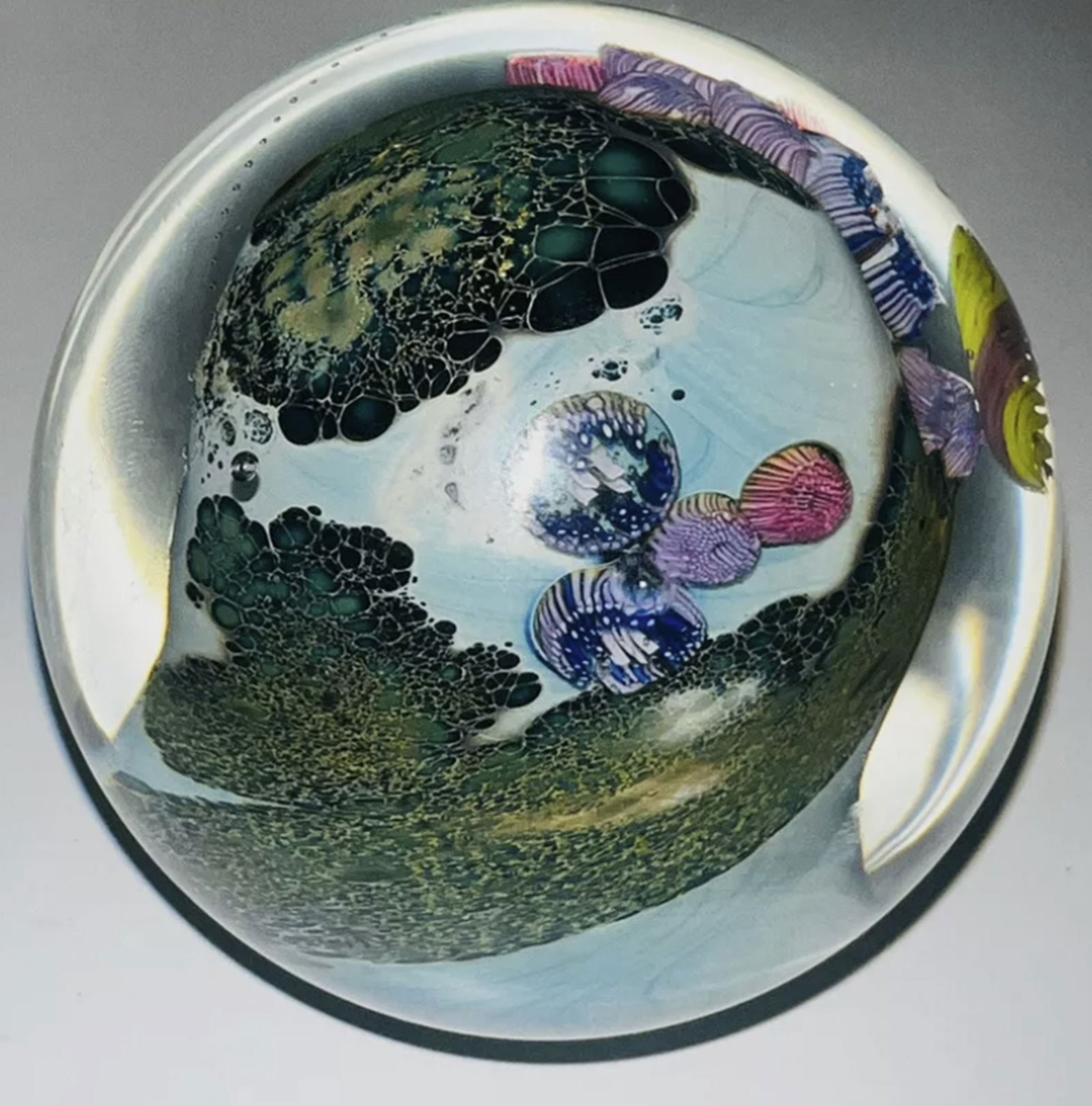 Josh Simpson Signed Planet Glass Art Marble Decor Paperweight Large 3 Inches (1 of 4)