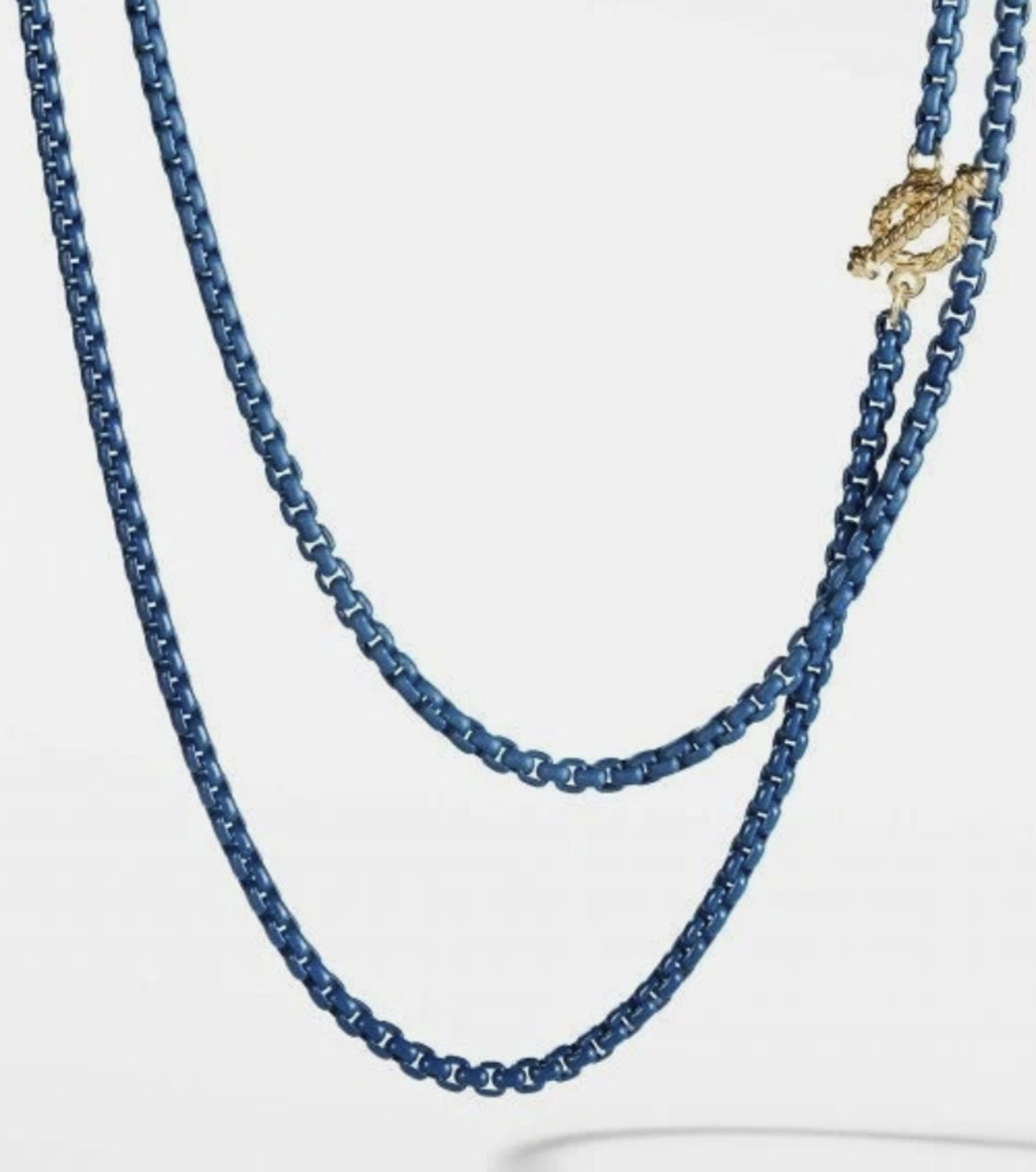 DAVID YURMAN 14K GOLD SS BEL AIRE NAVY BLUE 2.7mm BOX CHAIN NECKLACE (1 of 3)