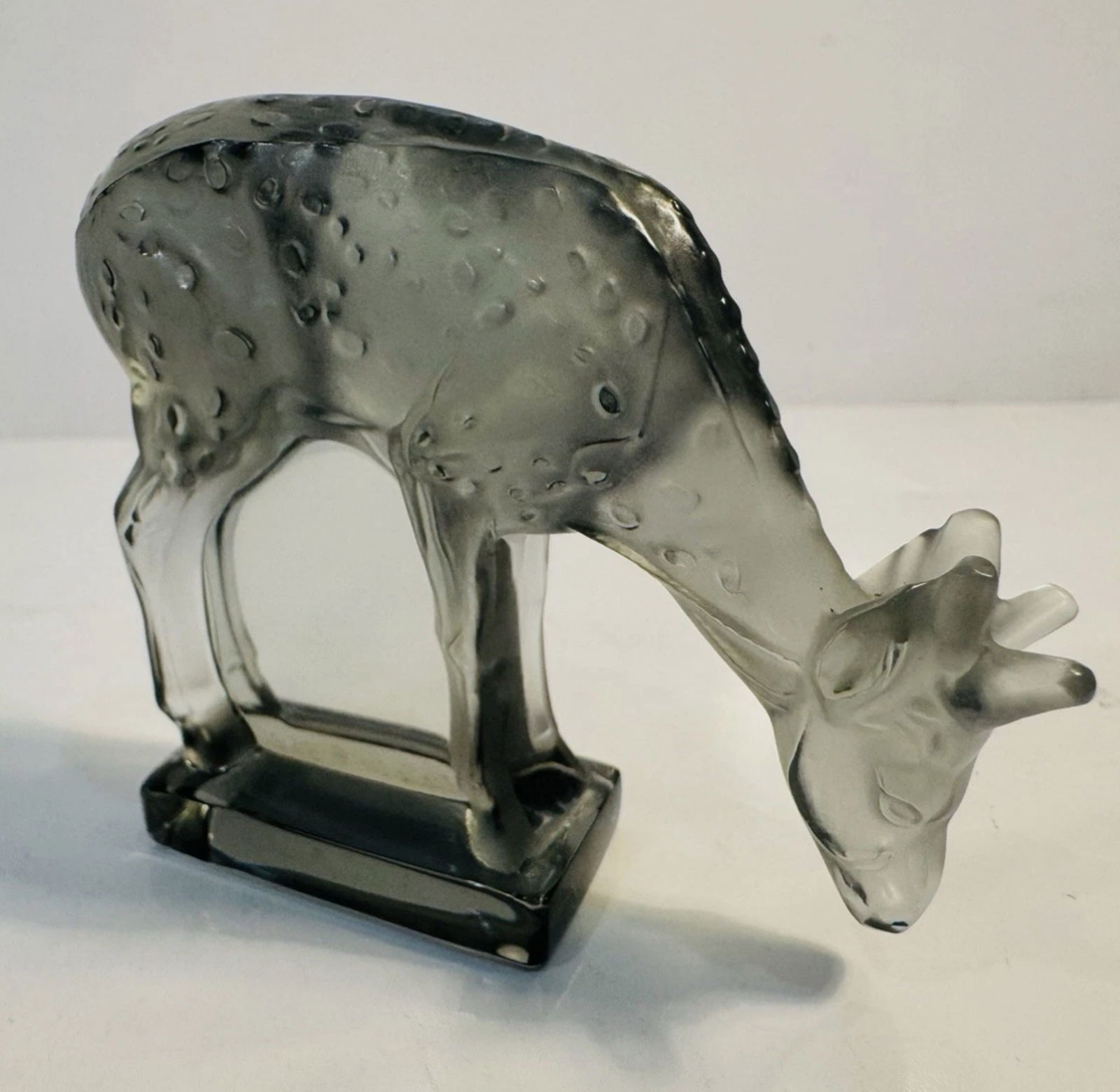 Lalique Signed Crystal Grey Deer Figurine Paperweight Made in France (1 of 6)