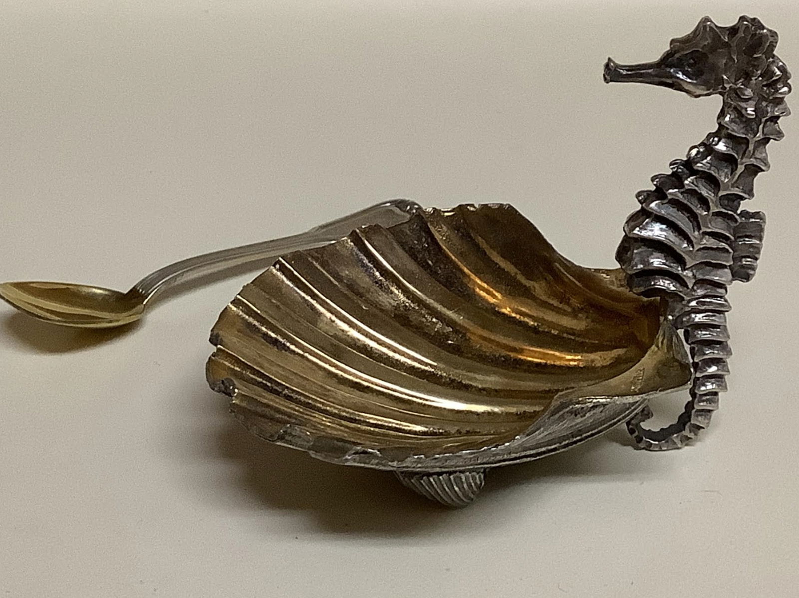 Buccellati Sterling Silver and Gilt Shell Dragon Dish With Spoon Made in Italy (1 of 7)