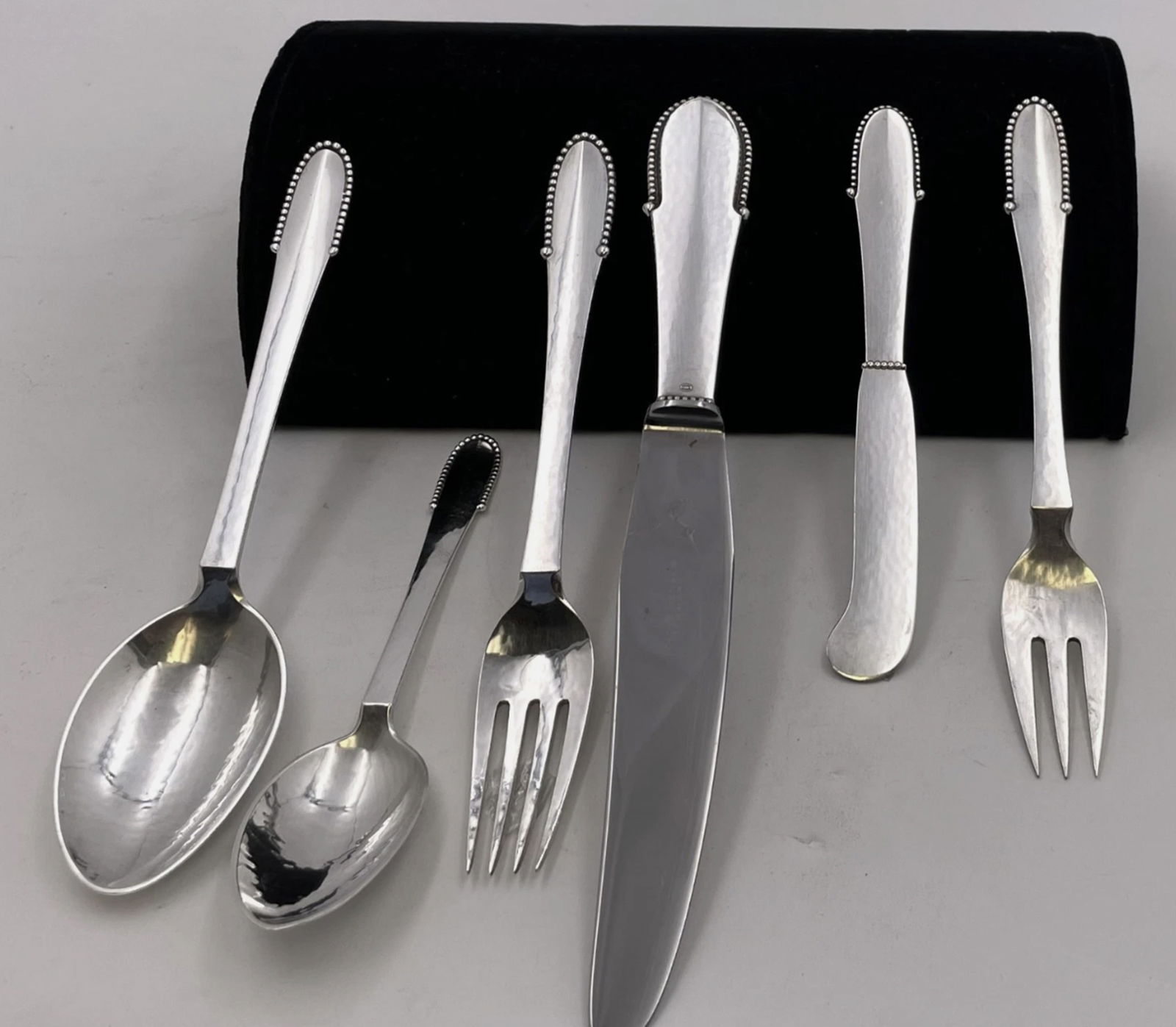 Georg Jensen Sterling Silver 48-Piece Beaded Flatware Set for 8 (1 of 6)